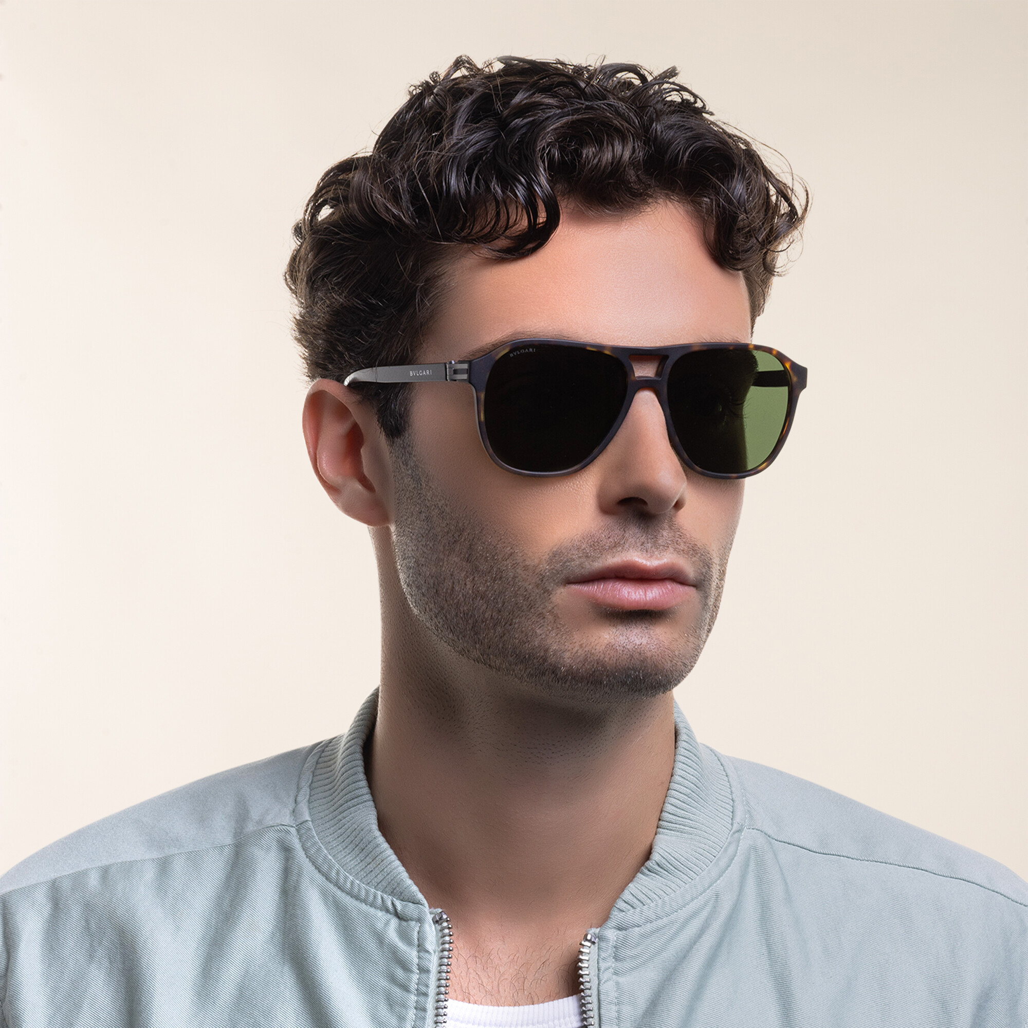 Shop BVLGARI Aviator Sunglasses in Matte Havana online.