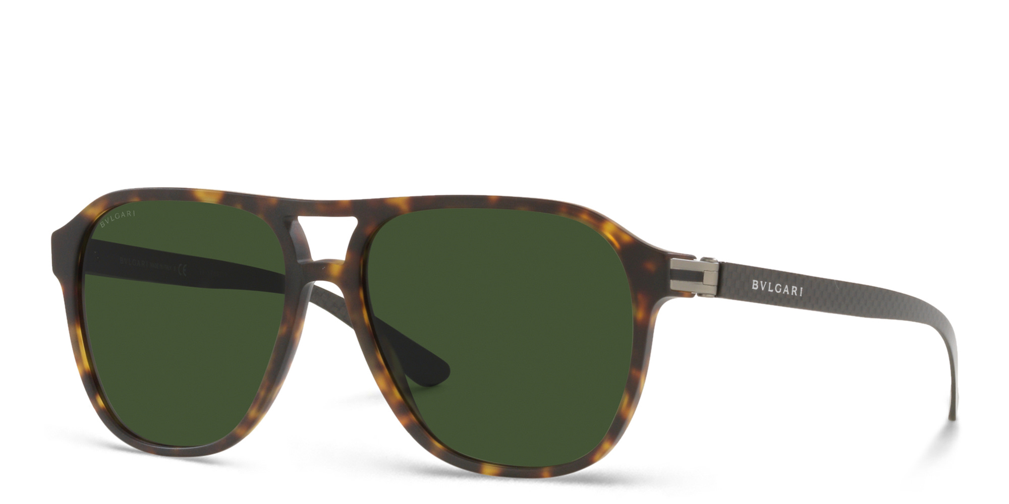 Shop BVLGARI Aviator Sunglasses in Matte Havana online.