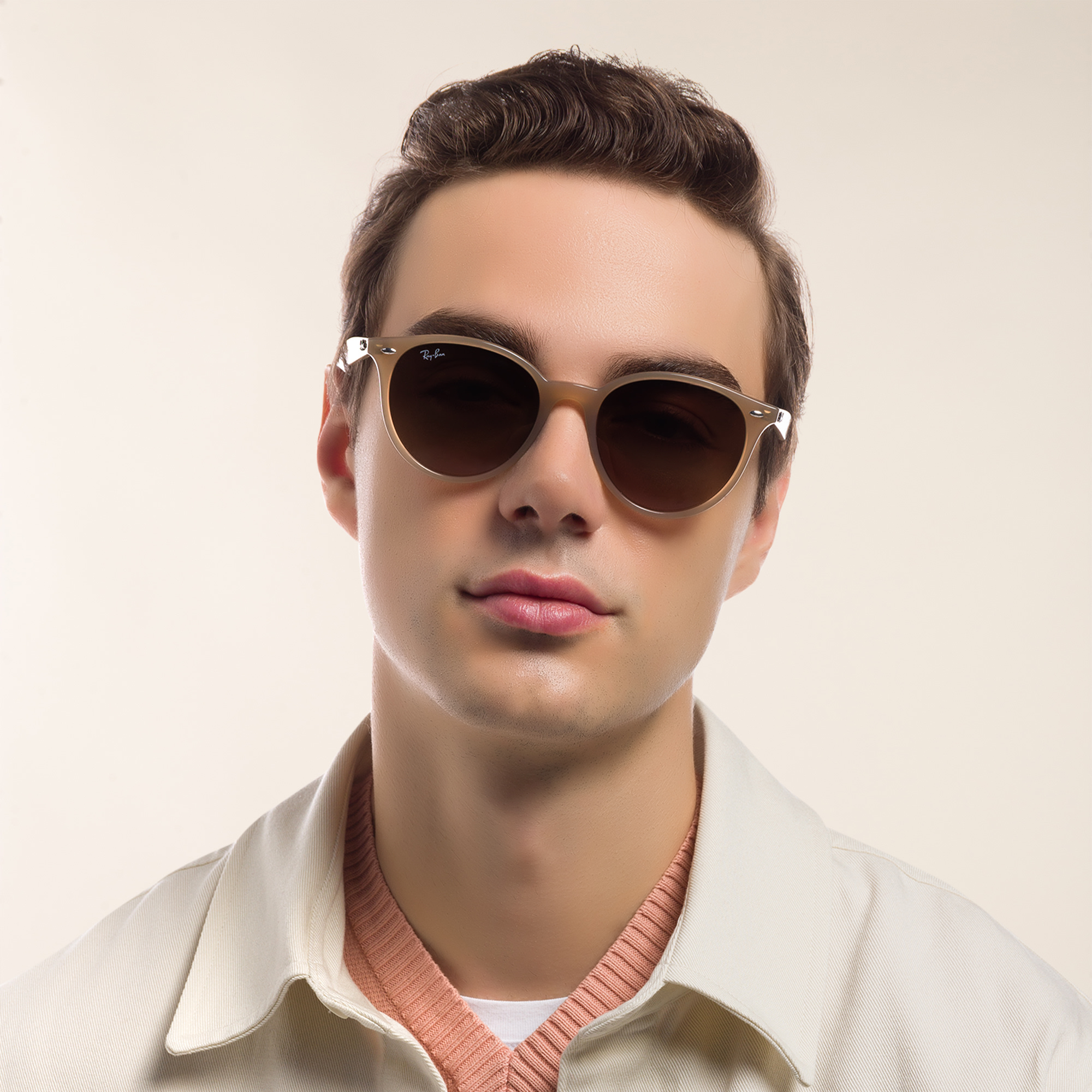 Ray-Ban Unisex Round Sunglasses in Beige – Product Photo 8