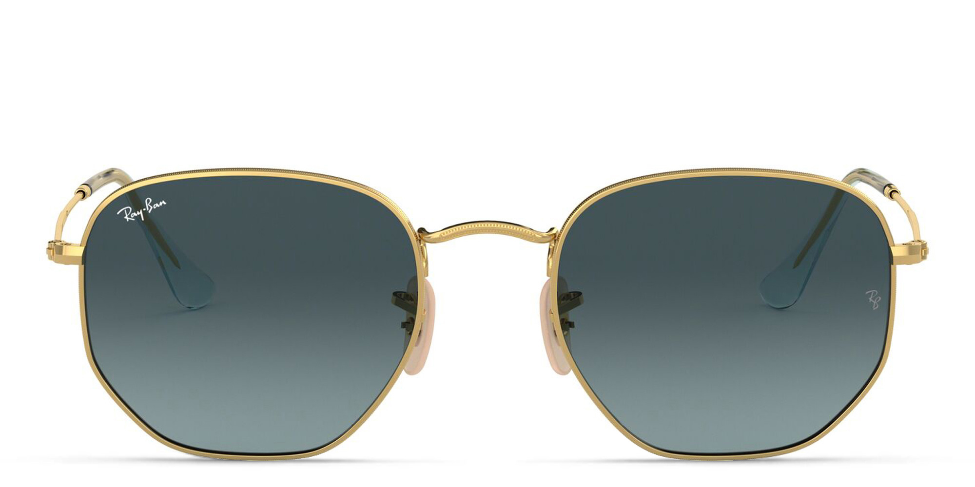 نظارات شمسية سداسية الشكل للجنسين من راي بان بلون ذهبي - صورة المنتج 1