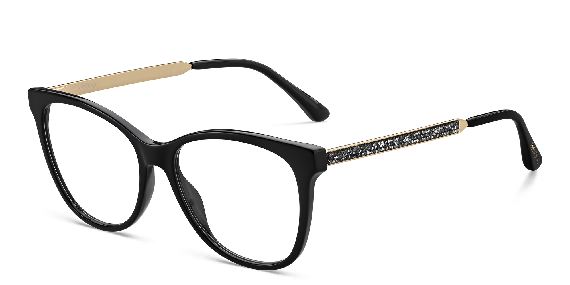 Shop JIMMY CHOO Rectangle Eyeglasses in Black online.