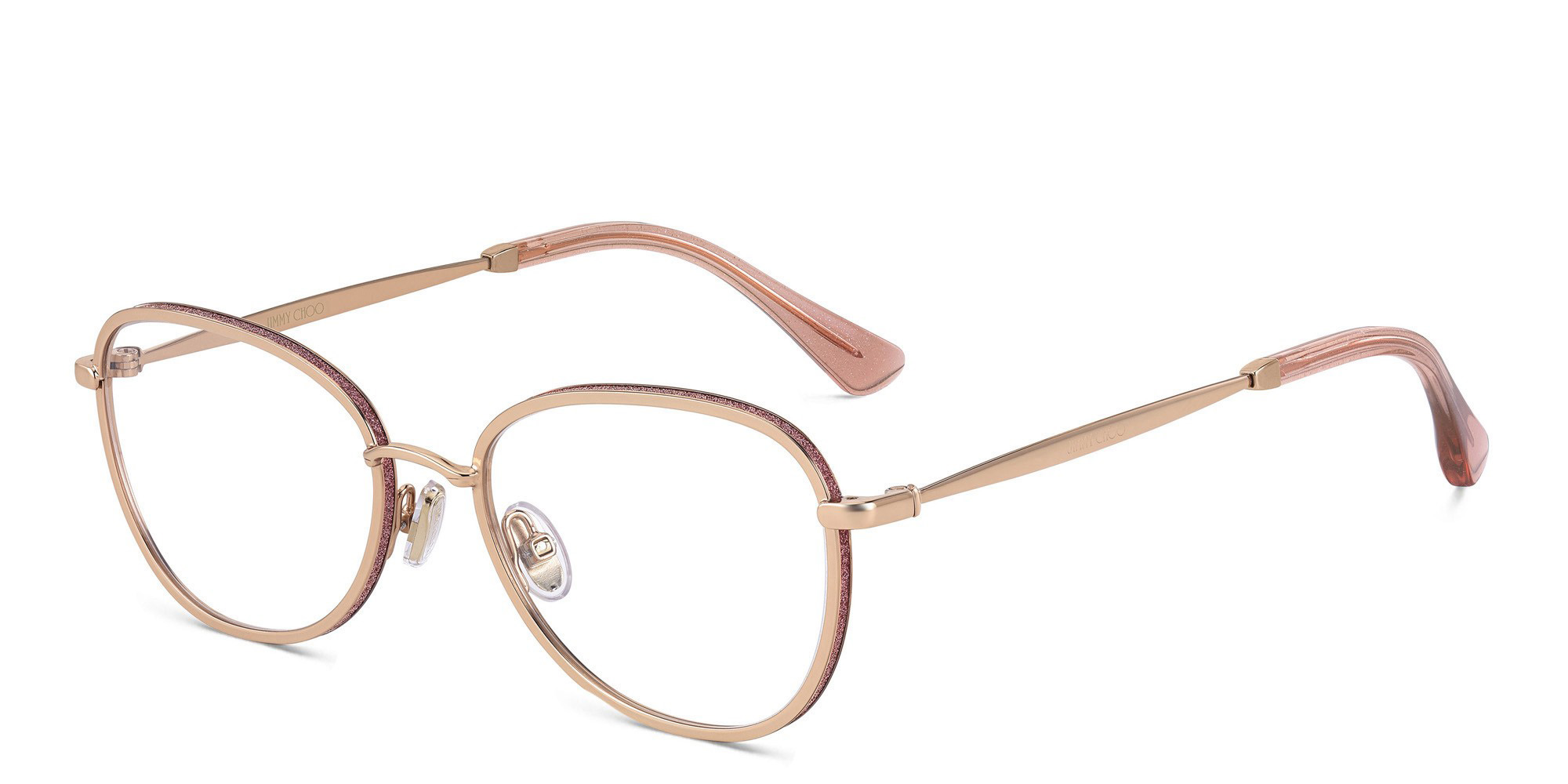 JIMMY CHOO Round Eyeglasses in Gold Pink – Product Photo 2