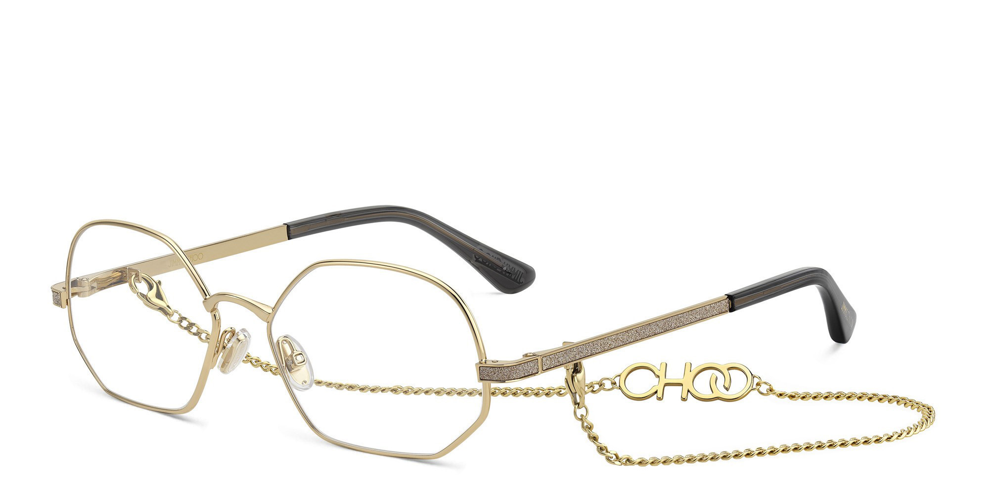 JIMMY CHOO Irregular Eyeglasses in Gold Grey – Product Photo 2