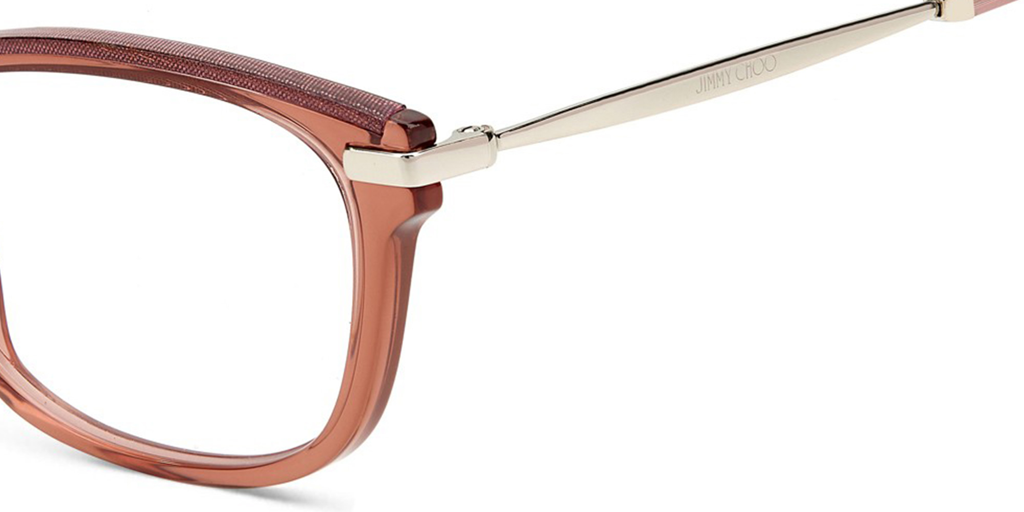 JIMMY CHOO Square Eyeglasses in Burgundy Gold Glitter – Product Photo 3