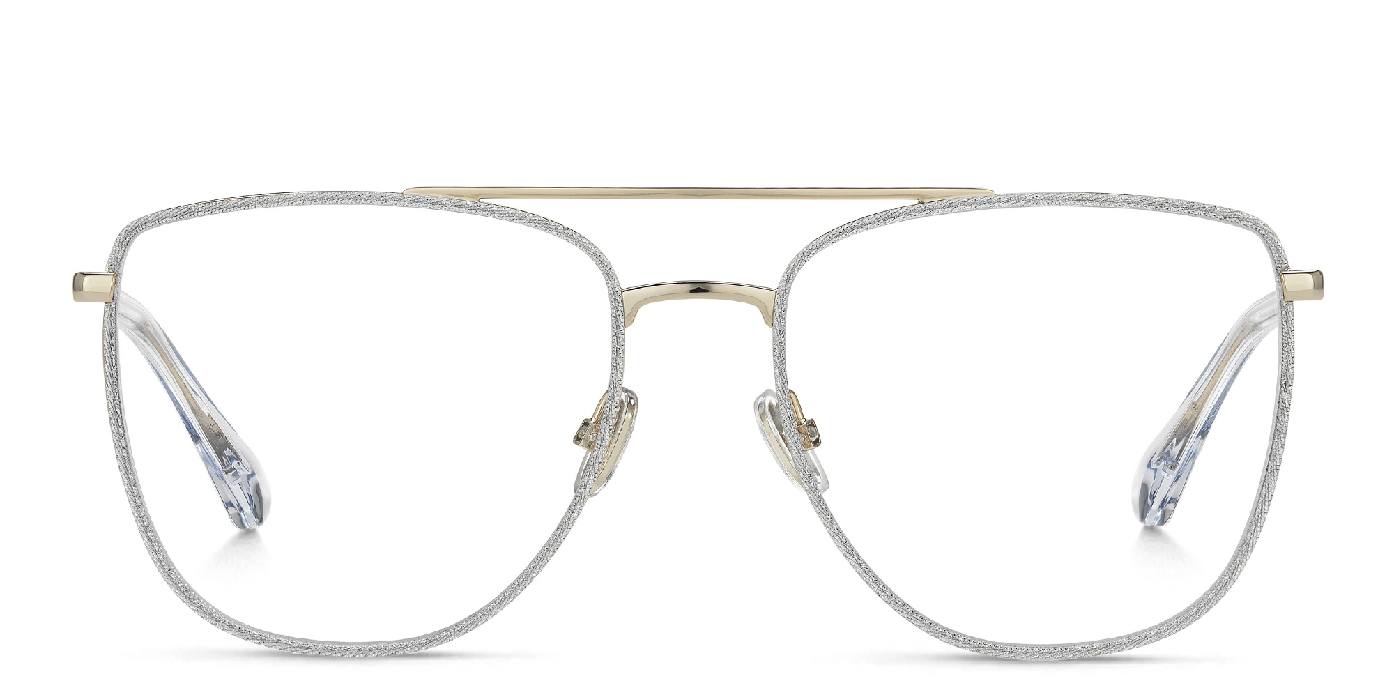 JIMMY CHOO Square Eyeglasses in Glitter Silver – Product Photo 1
