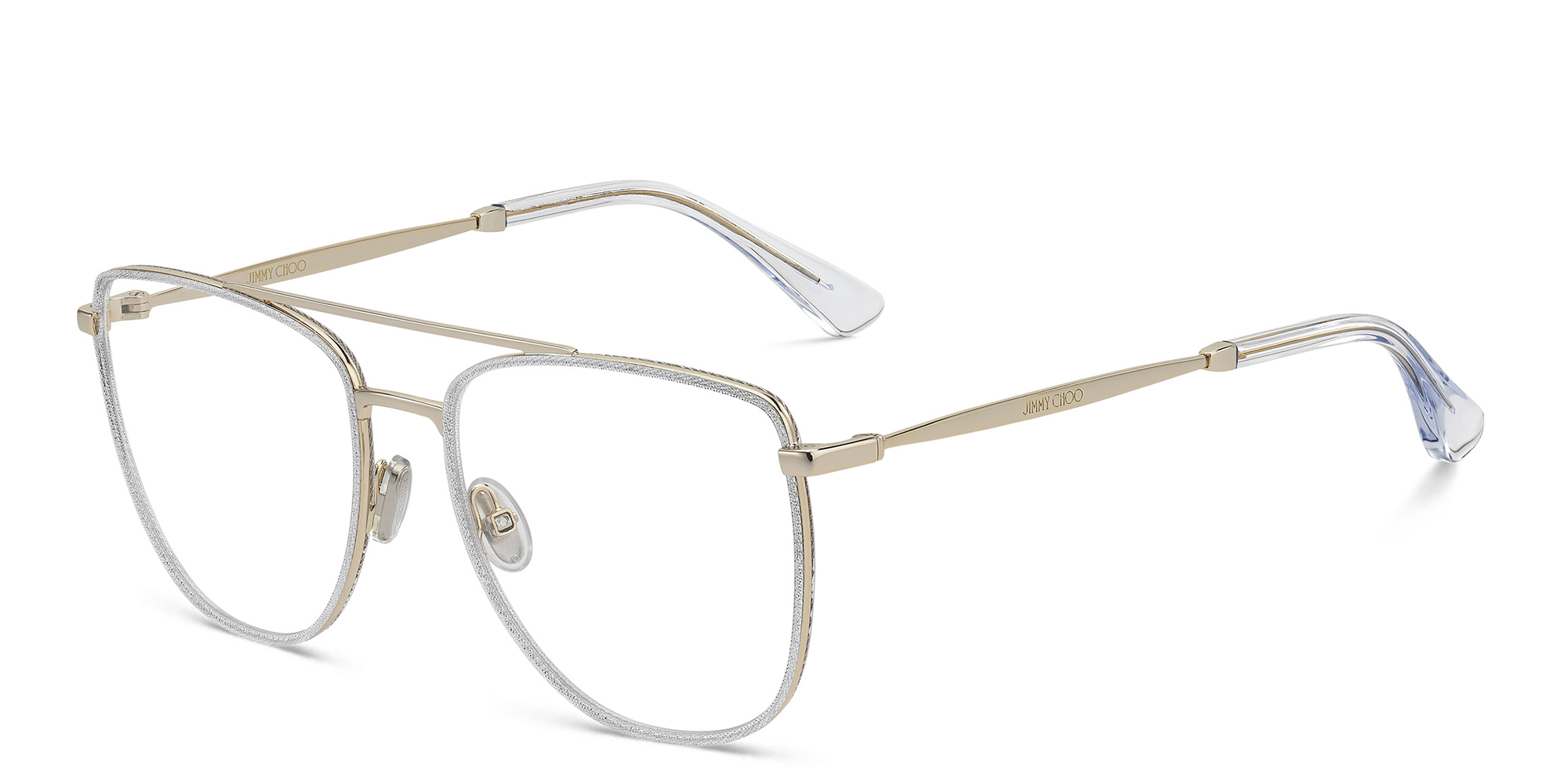 JIMMY CHOO Square Eyeglasses in Glitter Silver – Product Photo 2