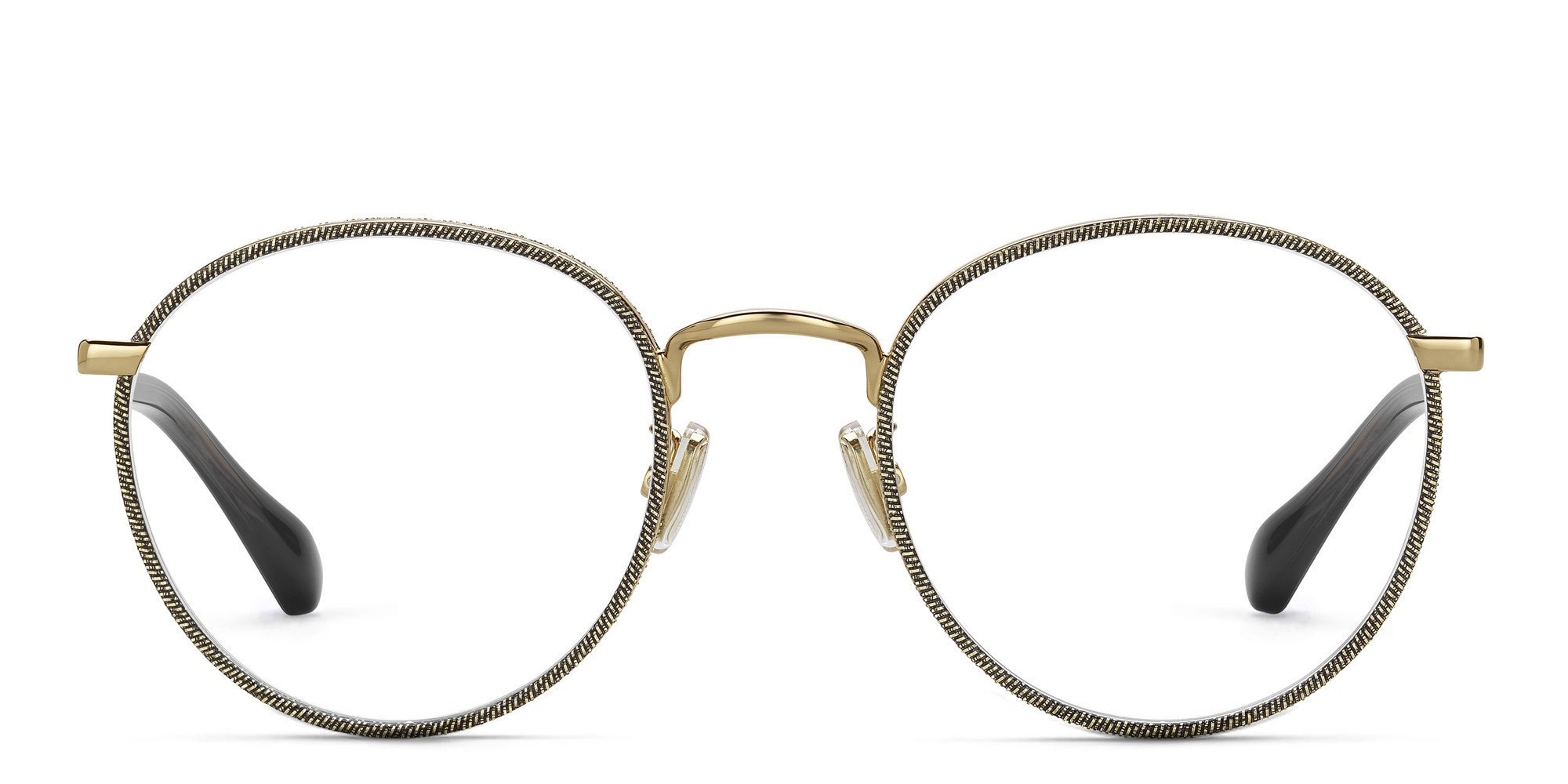 JIMMY CHOO Round Eyeglasses in Gold Glitter Grey – Product Photo 1