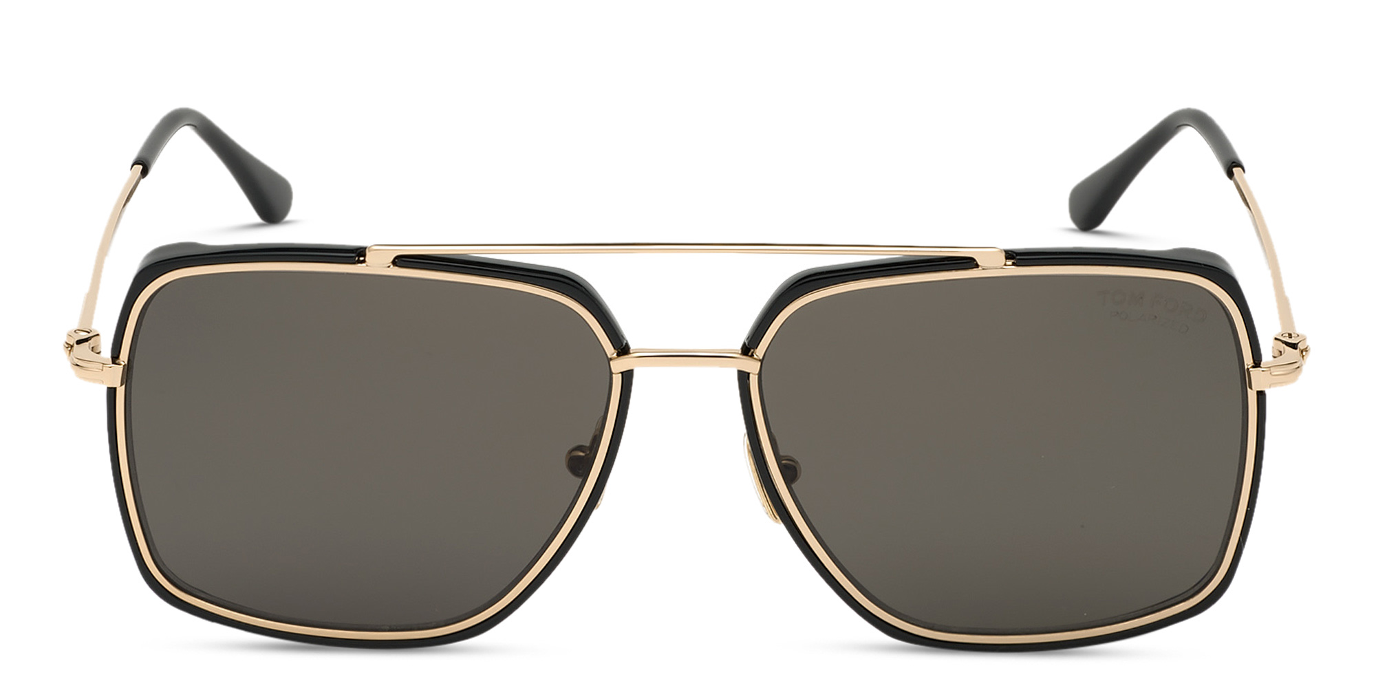 Shop TOM FORD Wide Aviator Sunglasses in Shiny Black online.