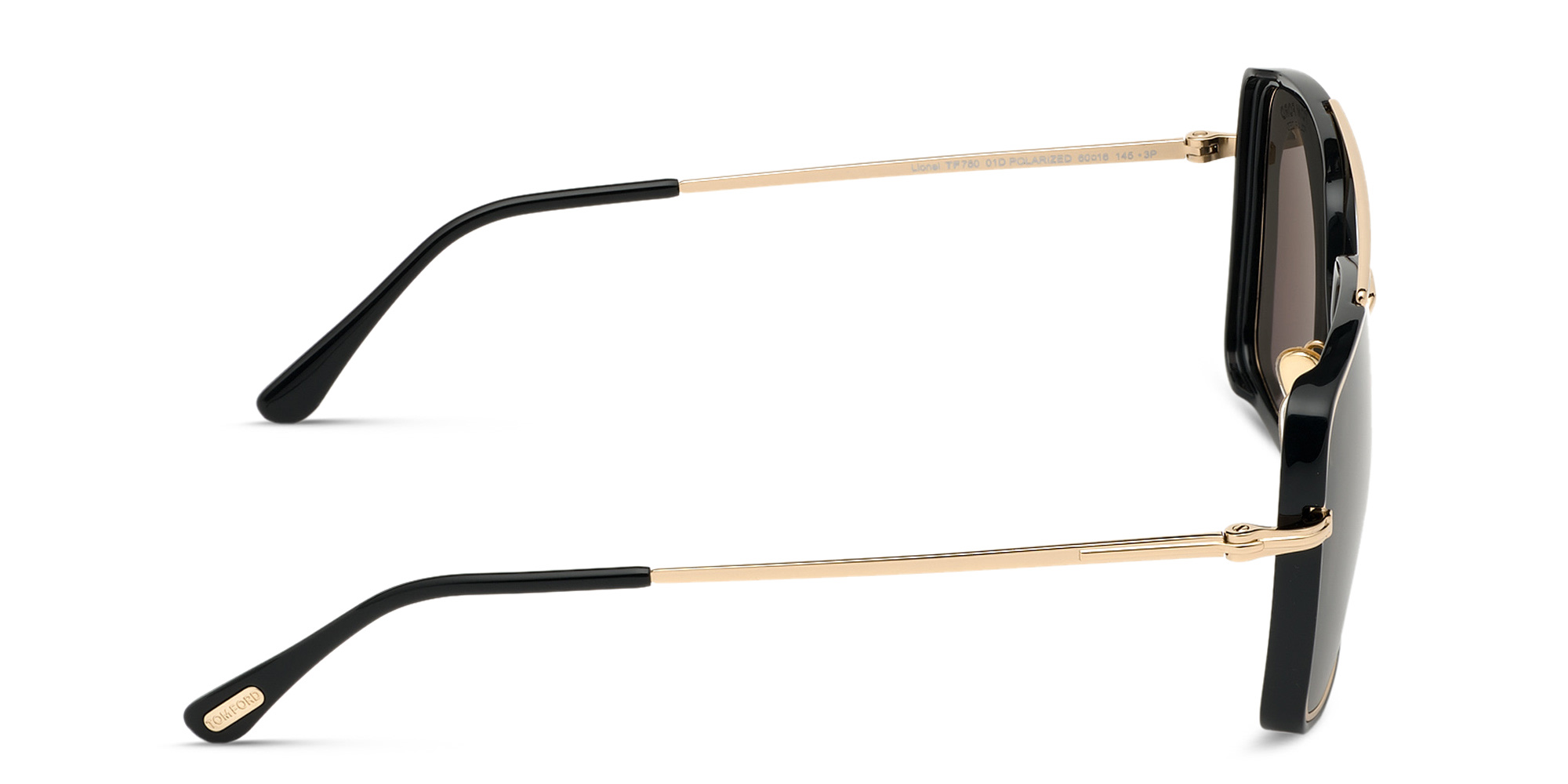 Shop TOM FORD Wide Aviator Sunglasses in Shiny Black online.