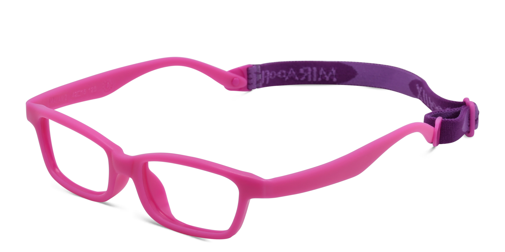 Mira Flex Kids Rimless Wide Rectangle Eyeglasses in Pink – Product Photo 2