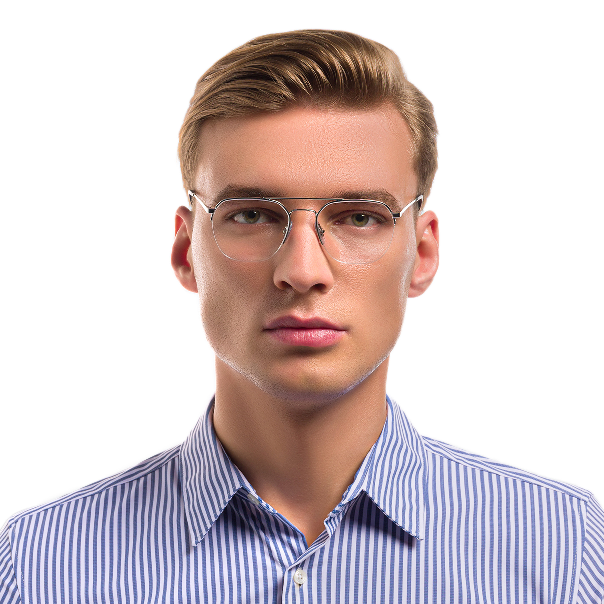 Ray-Ban Half Rim Square Eyeglasses in Silver – Product Photo 5