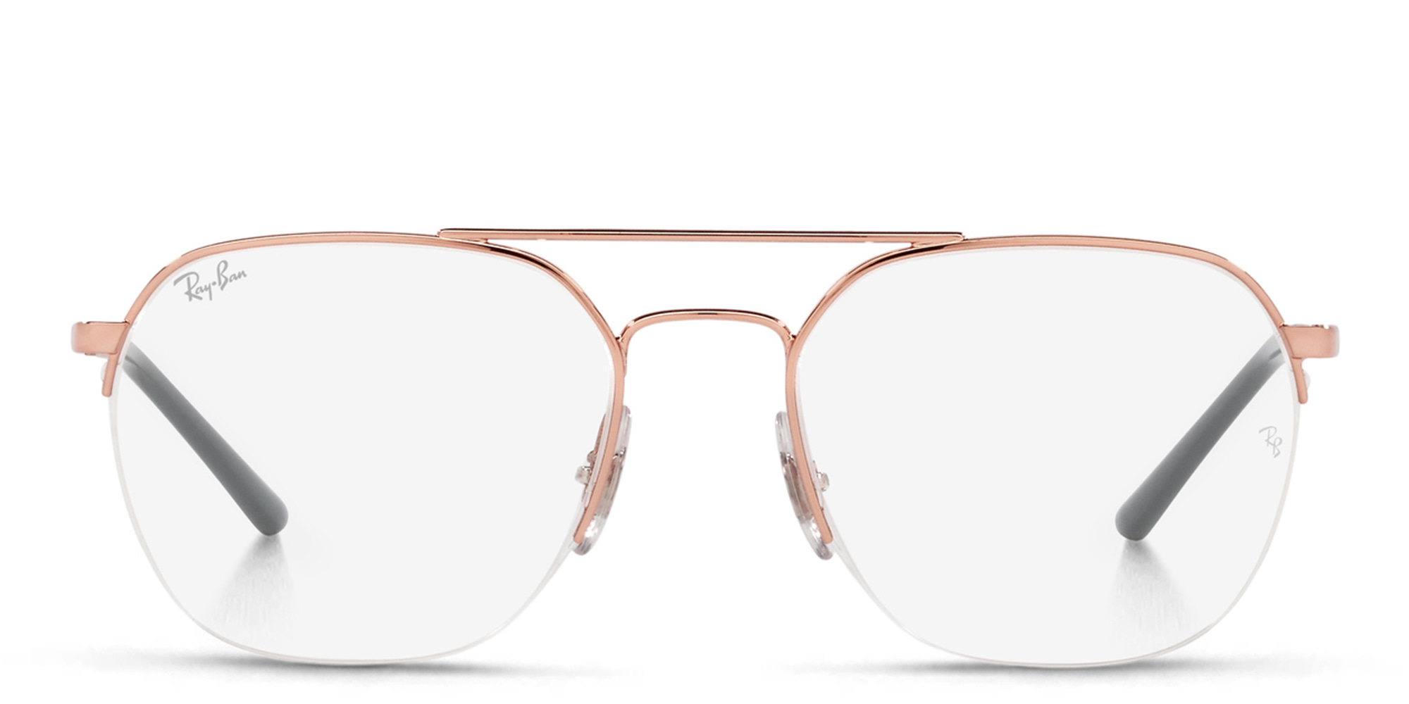 Ray-Ban Unisex Half-Rim Square Eyeglasses in Rose Gold – Product Photo 1