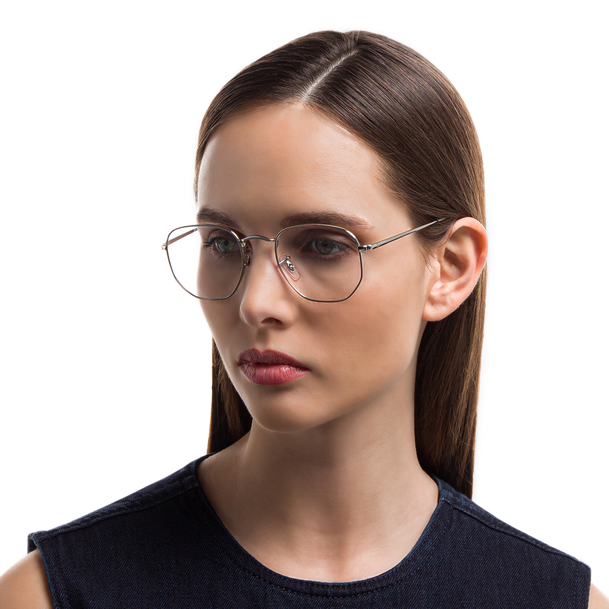 Ray-Ban Unisex Hexagonal Irregular Eyeglasses in Silver – Product Photo 6
