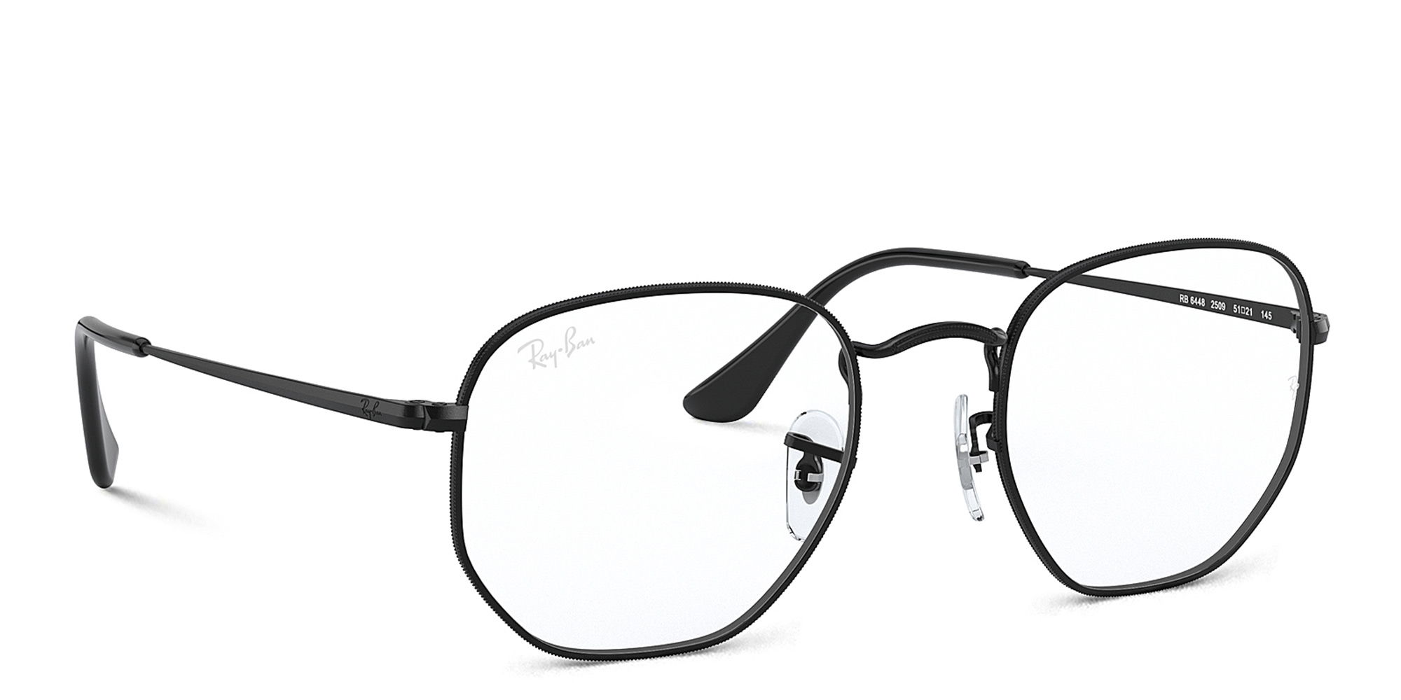 Shop Ray-Ban Hexagonal Unisex Eyeglasses in Black online.