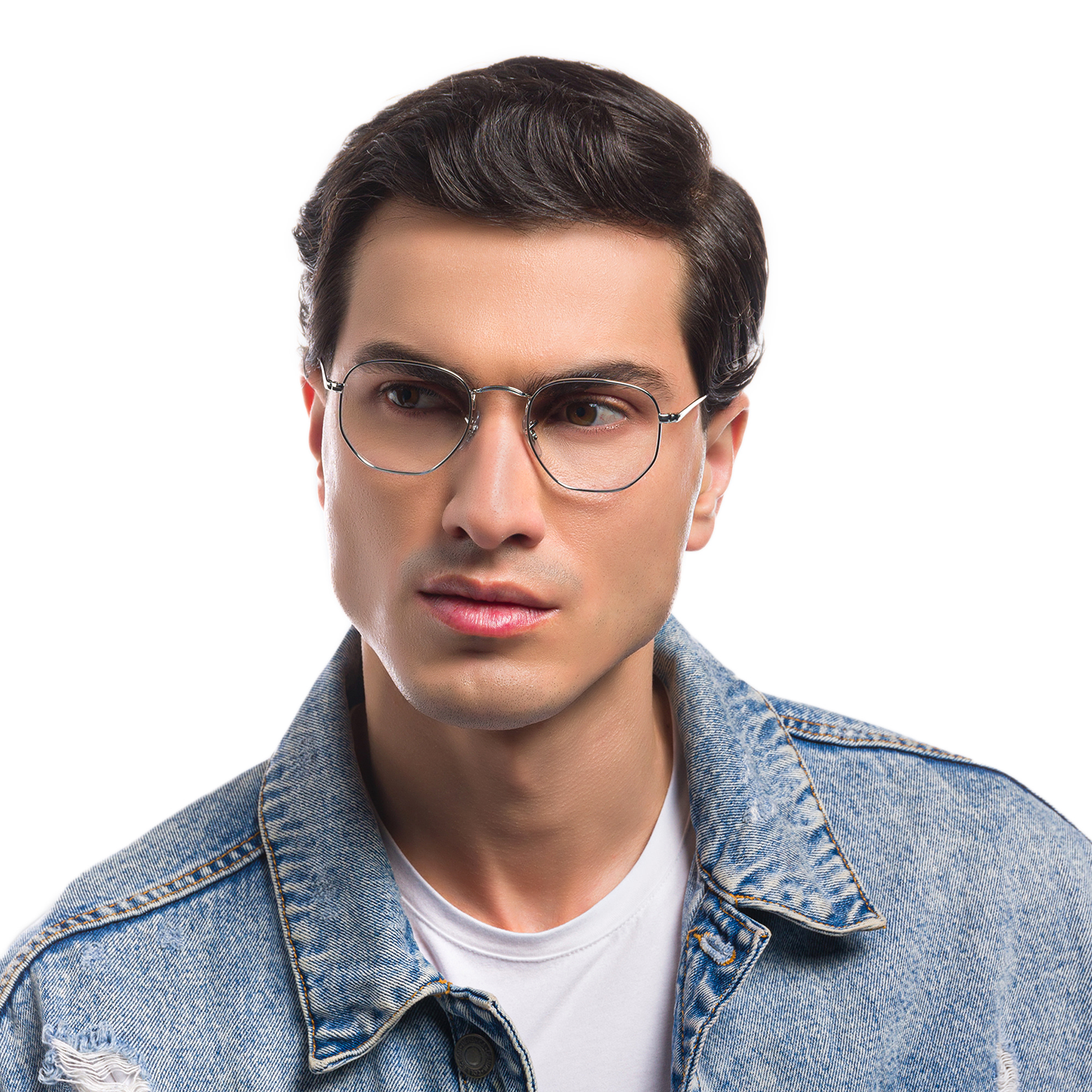 Ray-Ban Unisex Hexagonal Irregular Eyeglasses in Silver – Product Photo 8