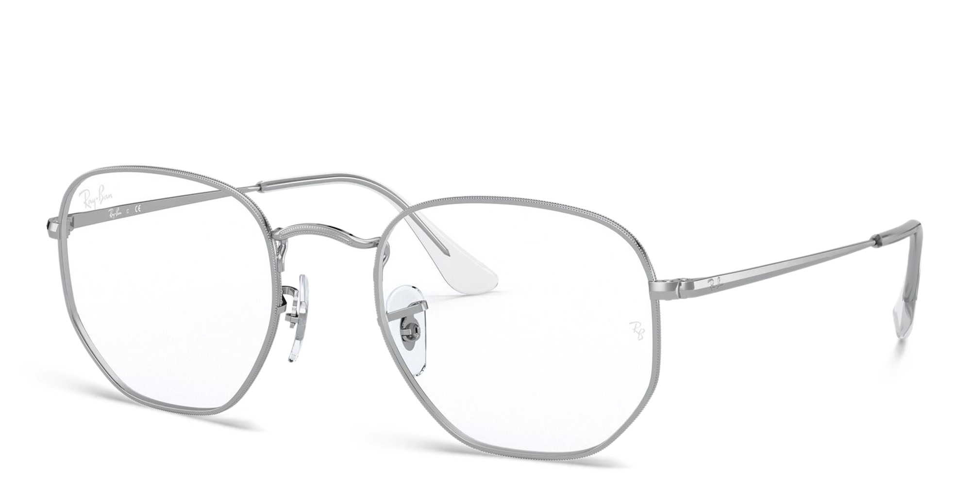 Ray-Ban Unisex Hexagonal Irregular Eyeglasses in Silver – Product Photo 2