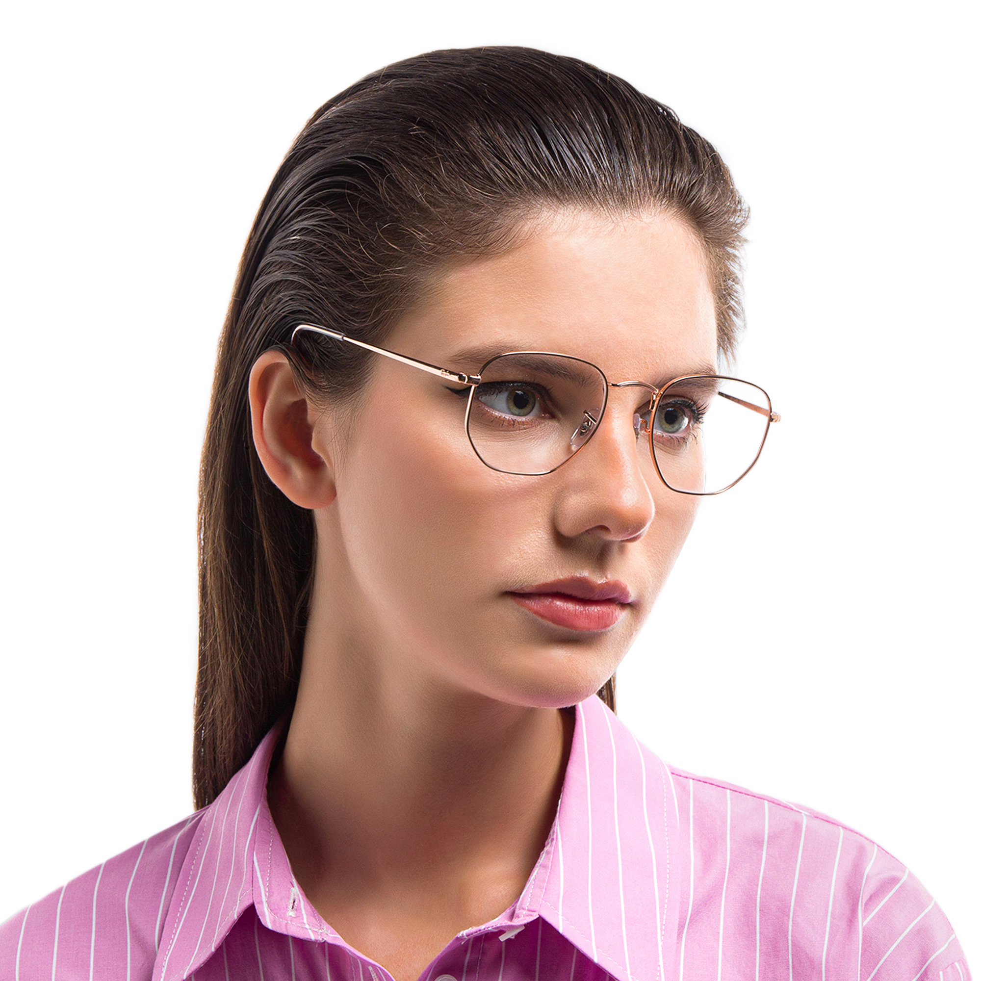 Ray-Ban Unisex Hexagonal Irregular Eyeglasses in Rose Gold – Product Photo 6