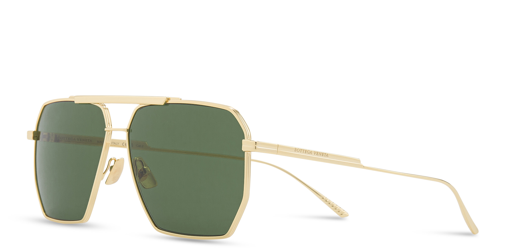 Shop BOTTEGA VENETA Aviator Sunglasses in Gold online.