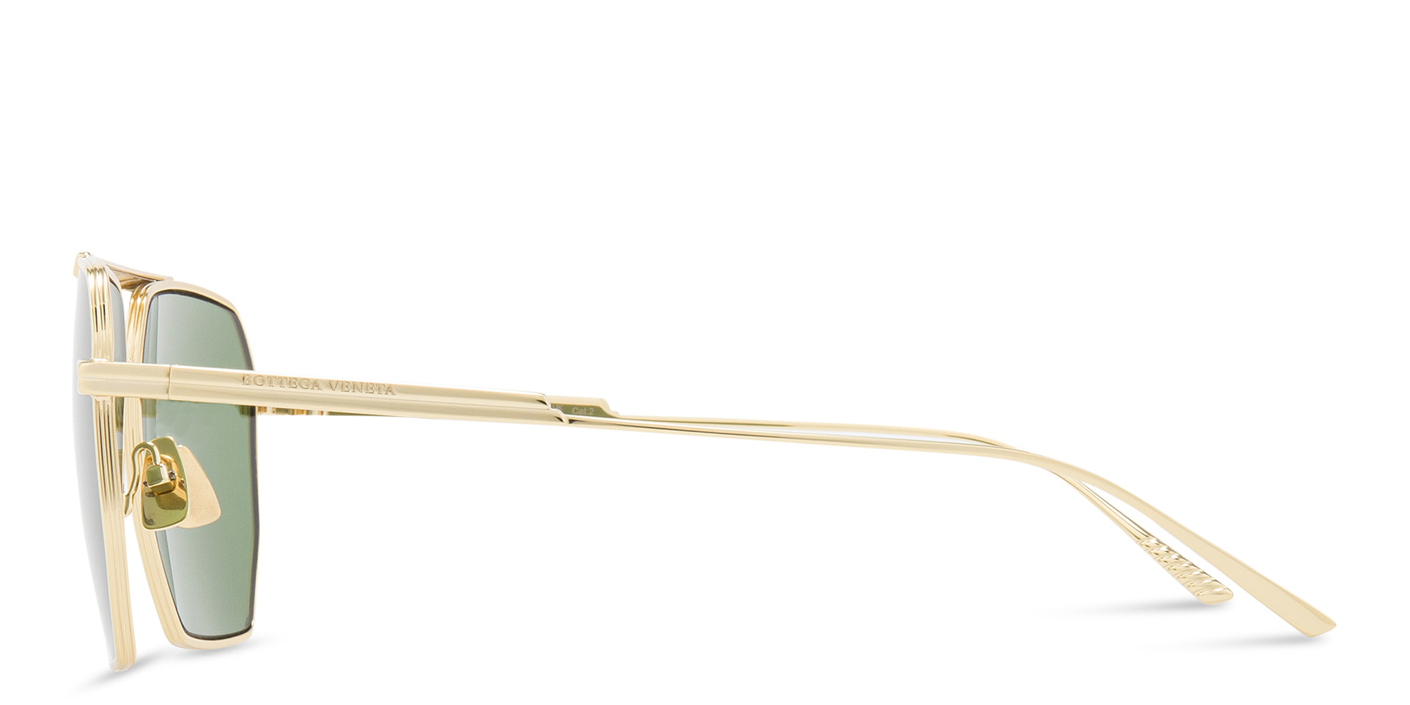 Shop BOTTEGA VENETA Aviator Sunglasses in Gold online.