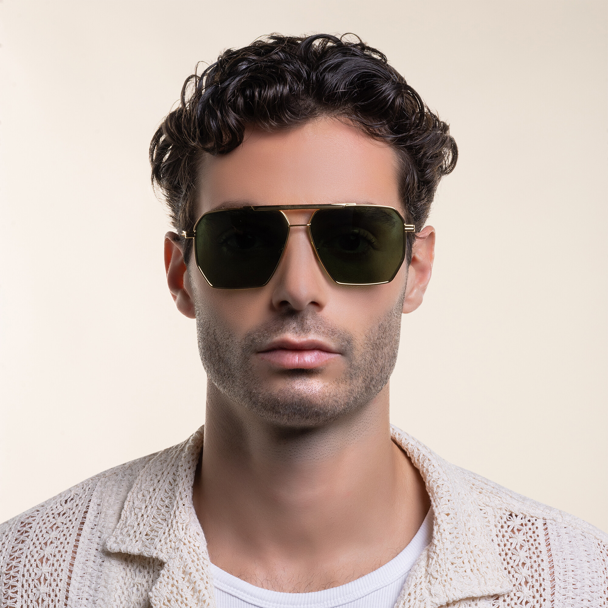 Shop BOTTEGA VENETA Aviator Sunglasses in Gold online.