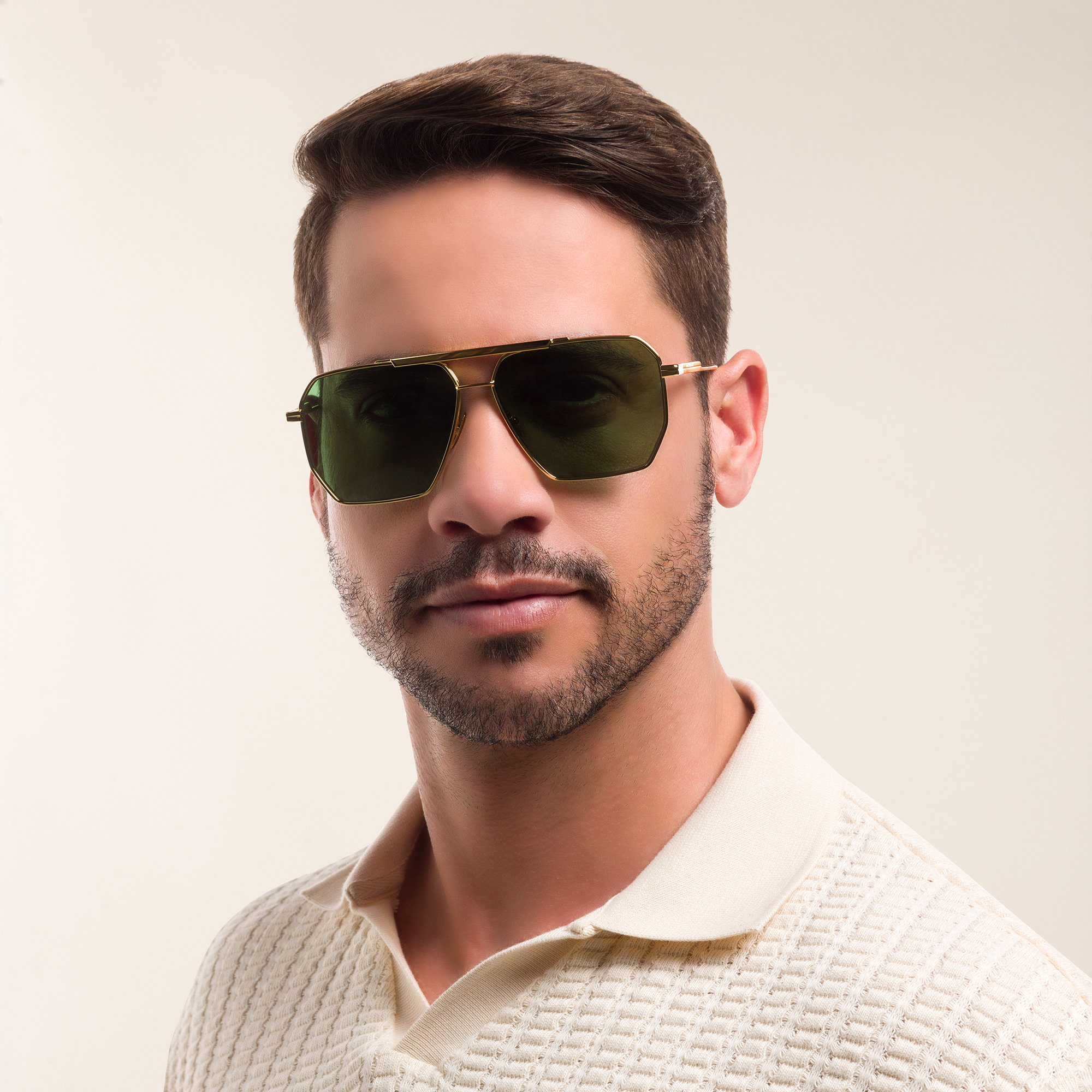 Shop BOTTEGA VENETA Aviator Sunglasses in Gold online.