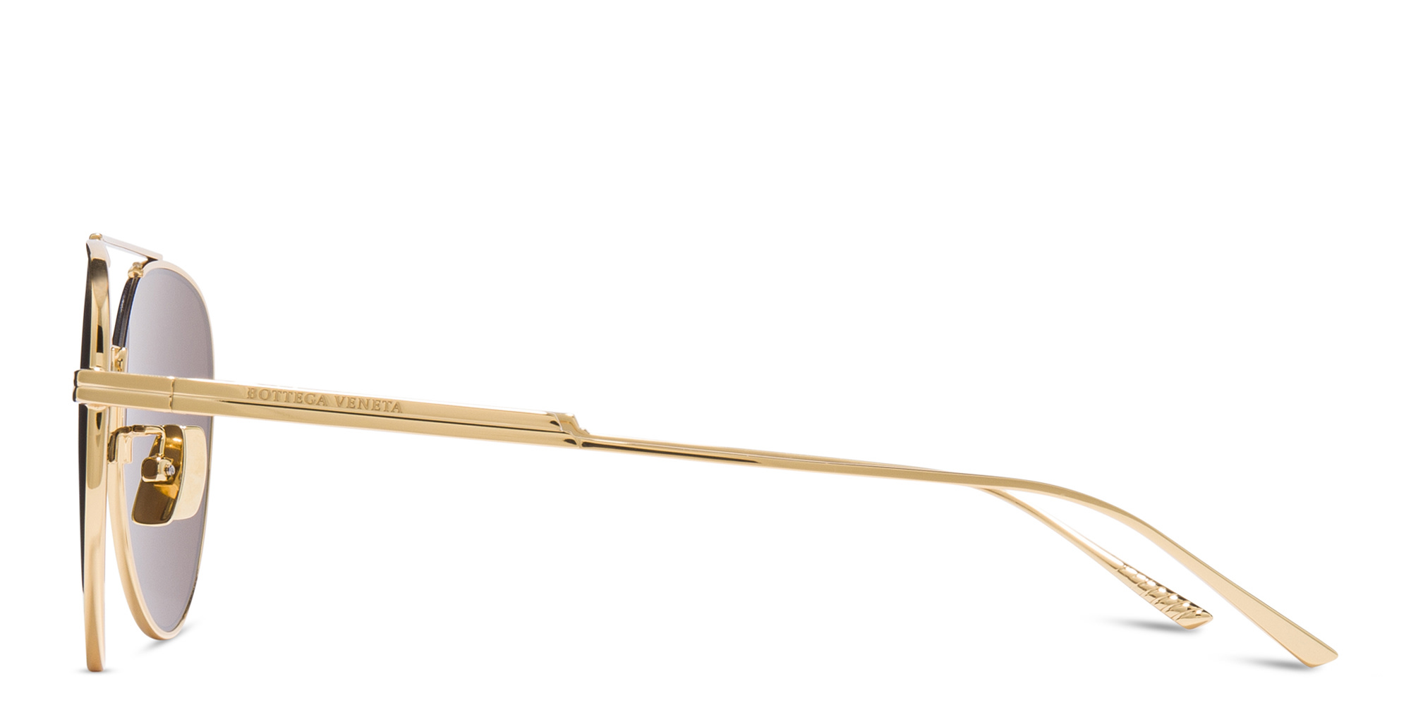 Shop BOTTEGA VENETA Unisex Aviator Sunglasses in Gold online.