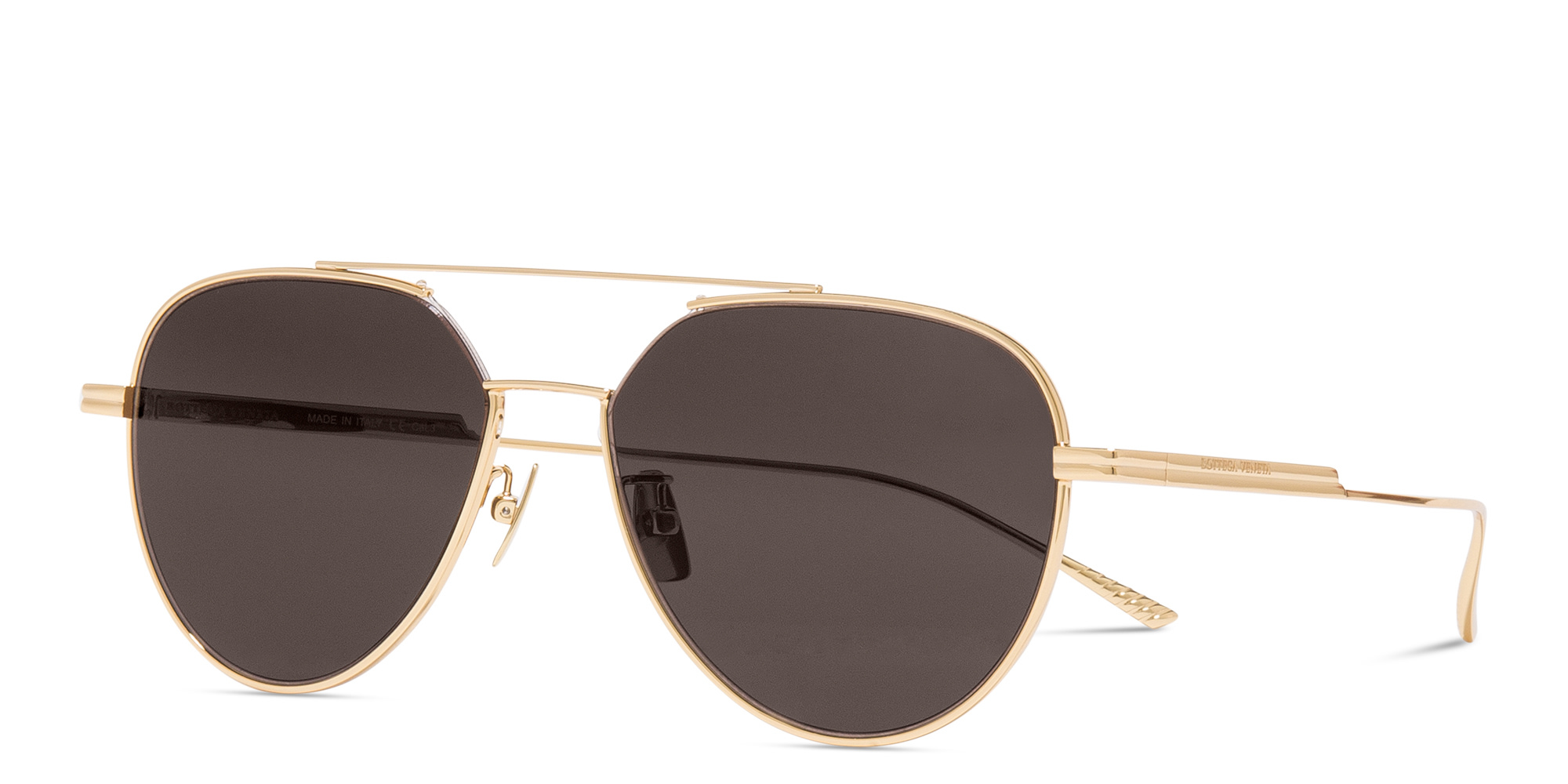 Shop BOTTEGA VENETA Unisex Aviator Sunglasses in Gold online.