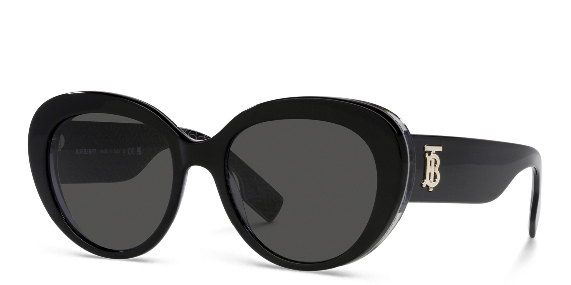 BURBERRY Cat-Eye Sunglasses in Black/Print Tb/Crystal – Product Photo 2
