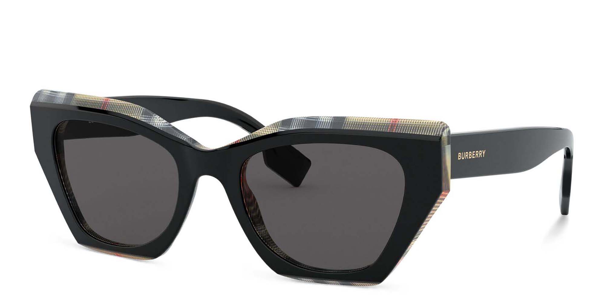 Shop BURBERRY Cat Eye Sunglasses in Black online.