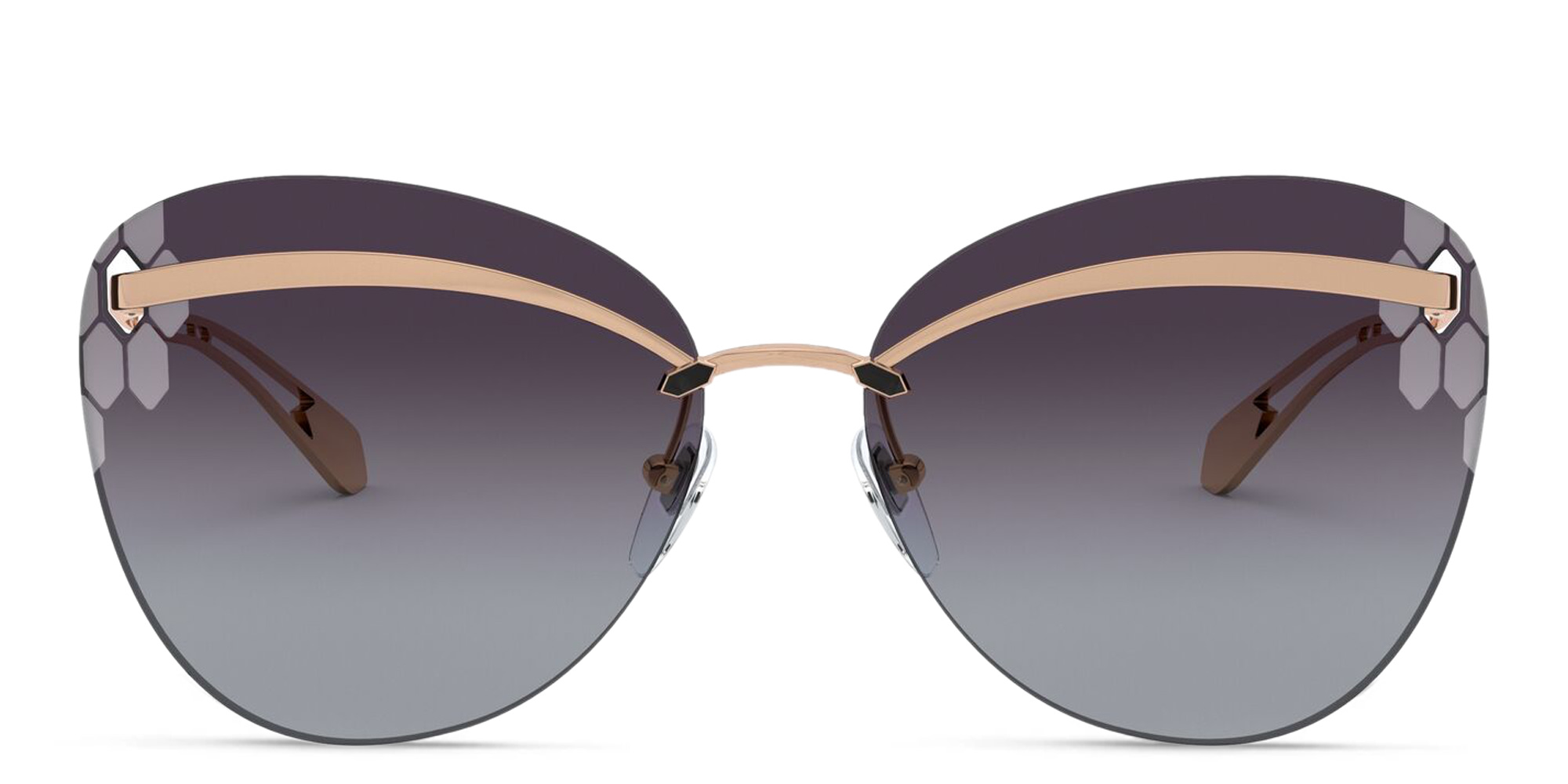 BVLGARI Rimless Wide Cat Eye Sunglasses in Pink Gold – Product Photo 1