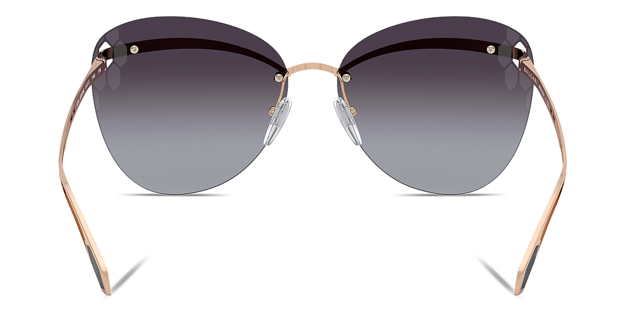 BVLGARI Rimless Wide Cat Eye Sunglasses in Pink Gold – Product Photo 4