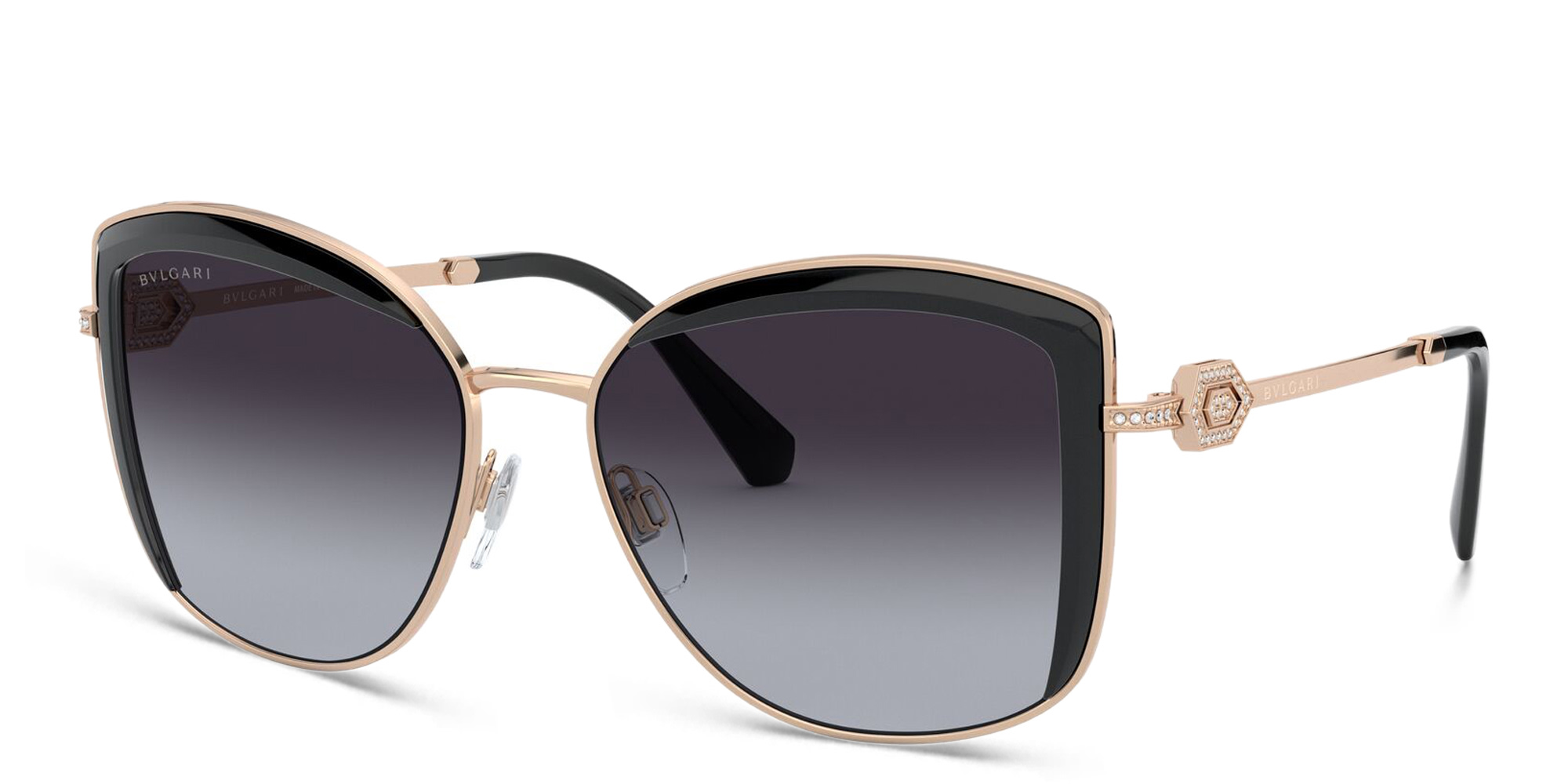 BVLGARI Square Sunglasses in Pink Gold/Black – Product Photo 2