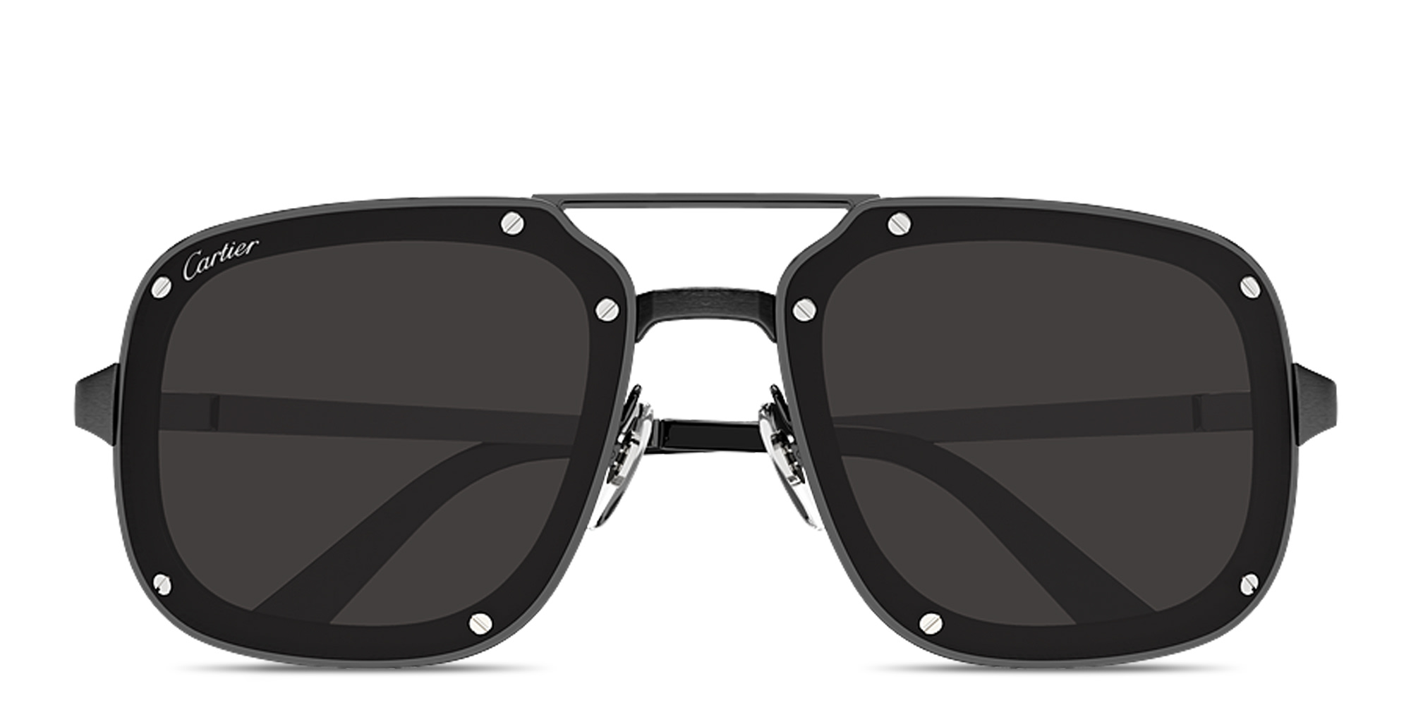 Shop Cartier Santos de Cartier Aviator Sunglasses in Black online.