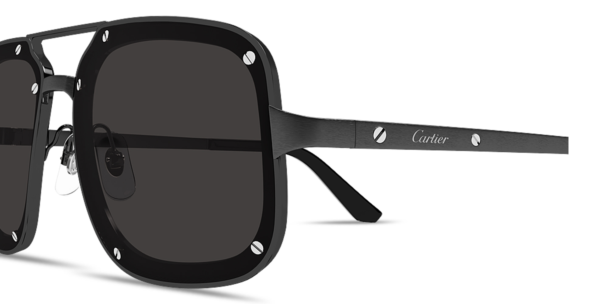 Shop Cartier Santos de Cartier Aviator Sunglasses in Black online.