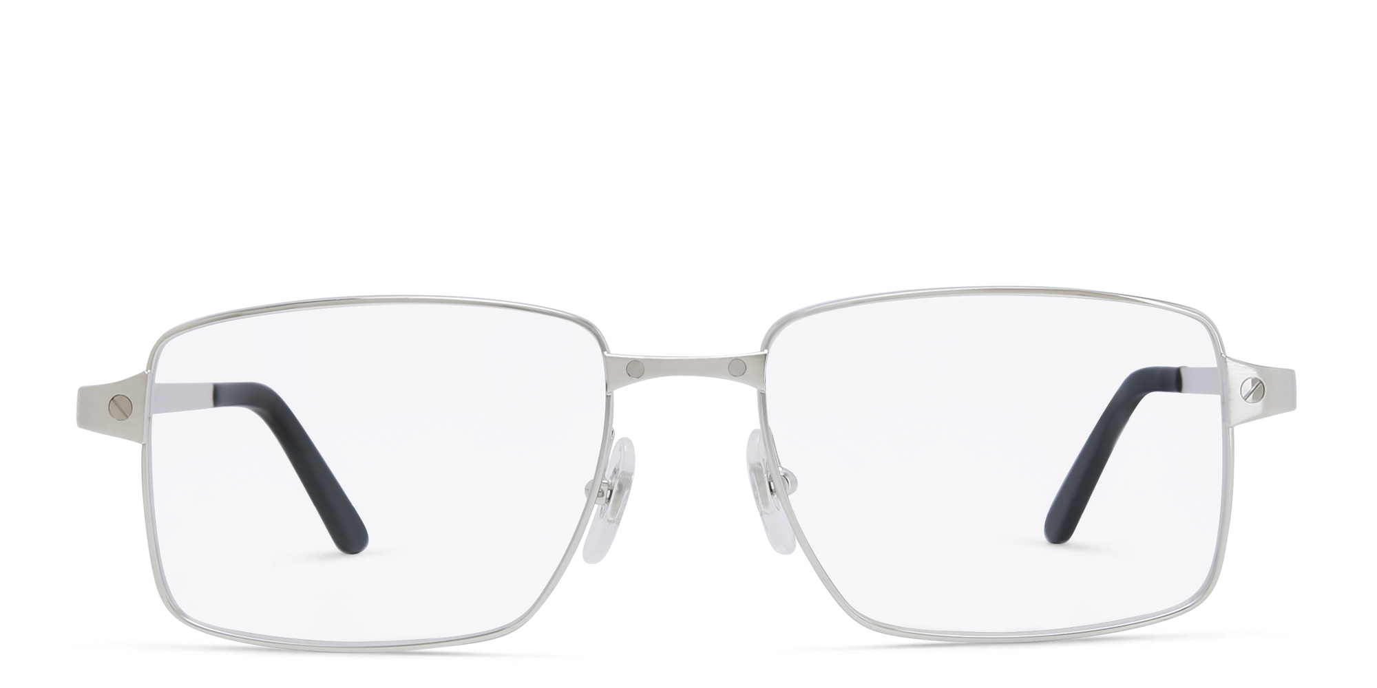 Cartier Santos de Cartier Wide Rectangle Eyeglasses in Silver – Product Photo 1