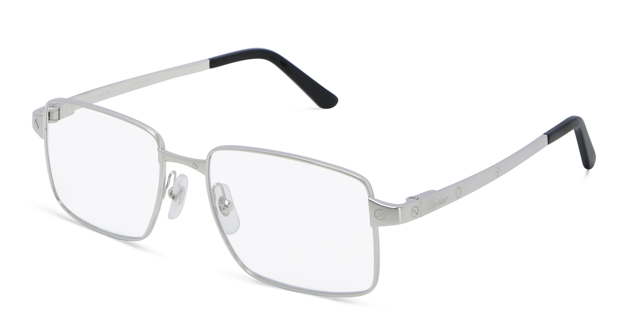 Cartier Santos de Cartier Wide Rectangle Eyeglasses in Silver – Product Photo 2