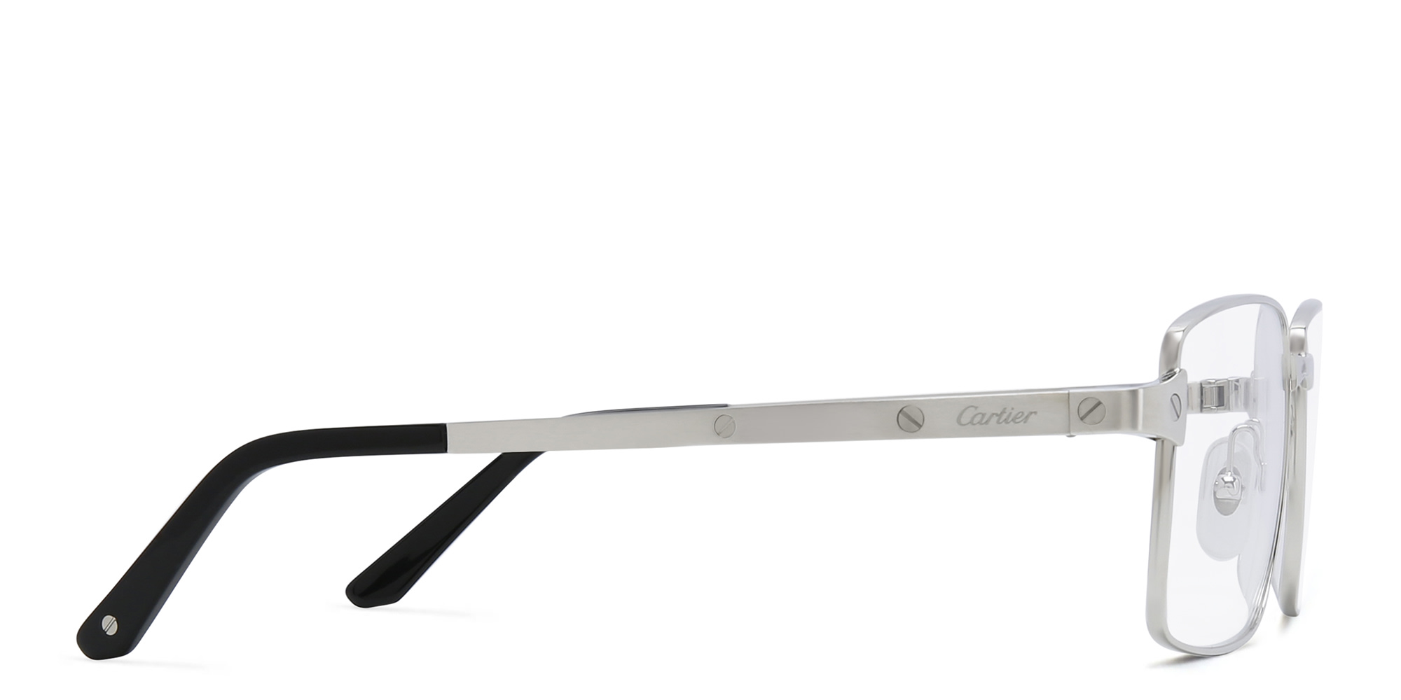 Cartier Santos de Cartier Wide Rectangle Eyeglasses in Silver – Product Photo 3