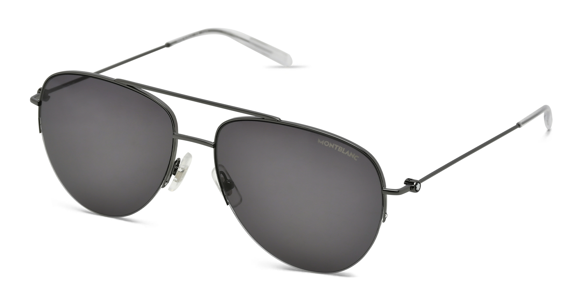 MONTBLANC Half Rim Aviator Sunglasses in Ruthenium – Product Photo 2