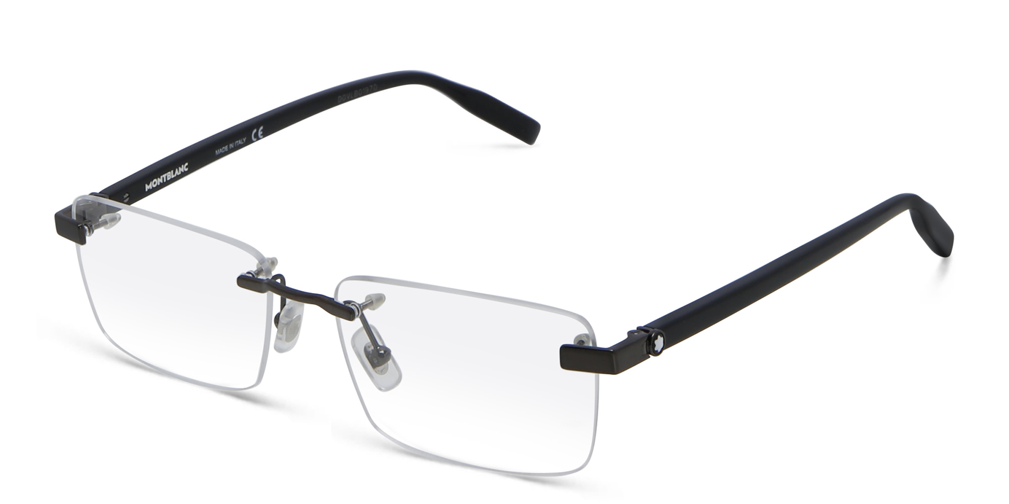 MONTBLANC Rimless Wide Rectangle Eyeglasses in Black – Product Photo 2