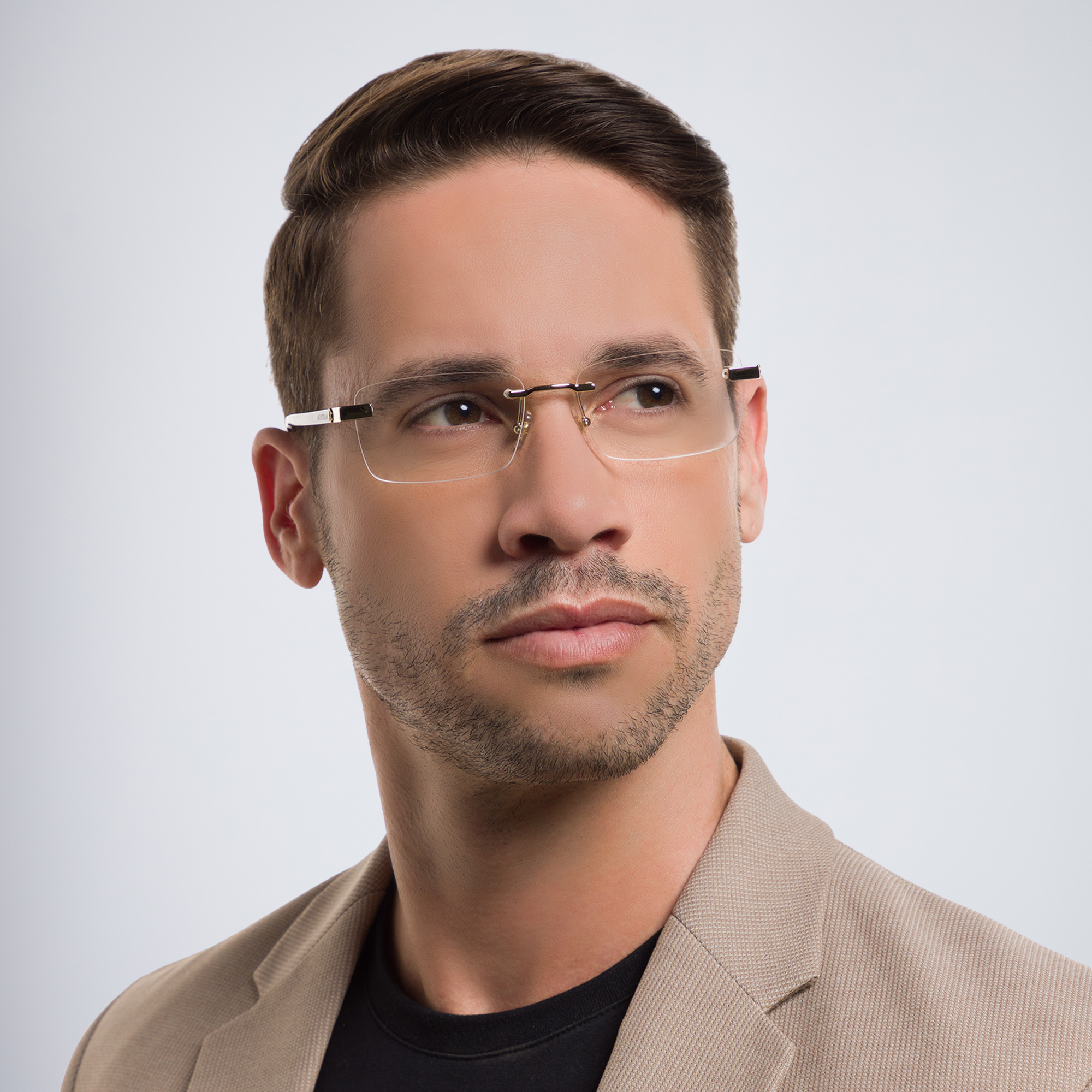 نظارة طبية مستطيلة كبيرة بنصف إطار من مونت بلانك بلون ذهبي - صورة المنتج 6