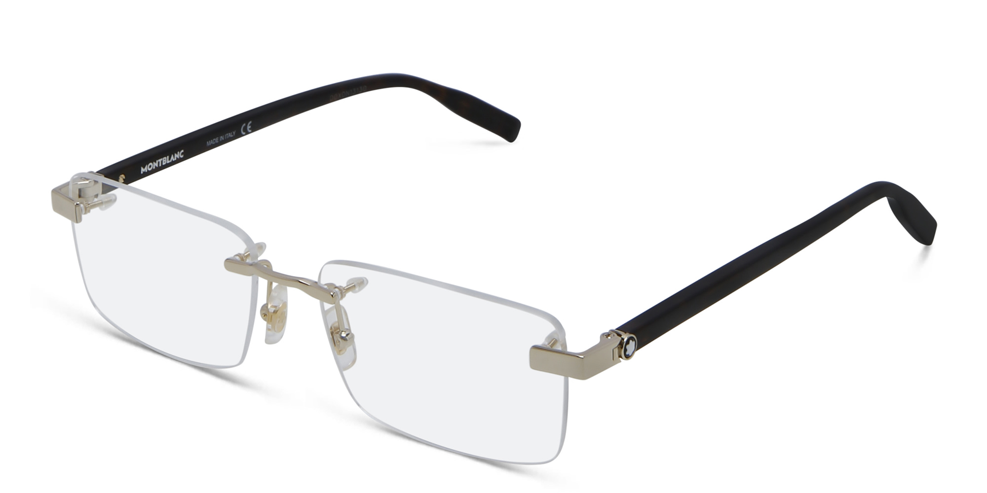 نظارة طبية مستطيلة كبيرة بنصف إطار من مونت بلانك بلون ذهبي - صورة المنتج 2