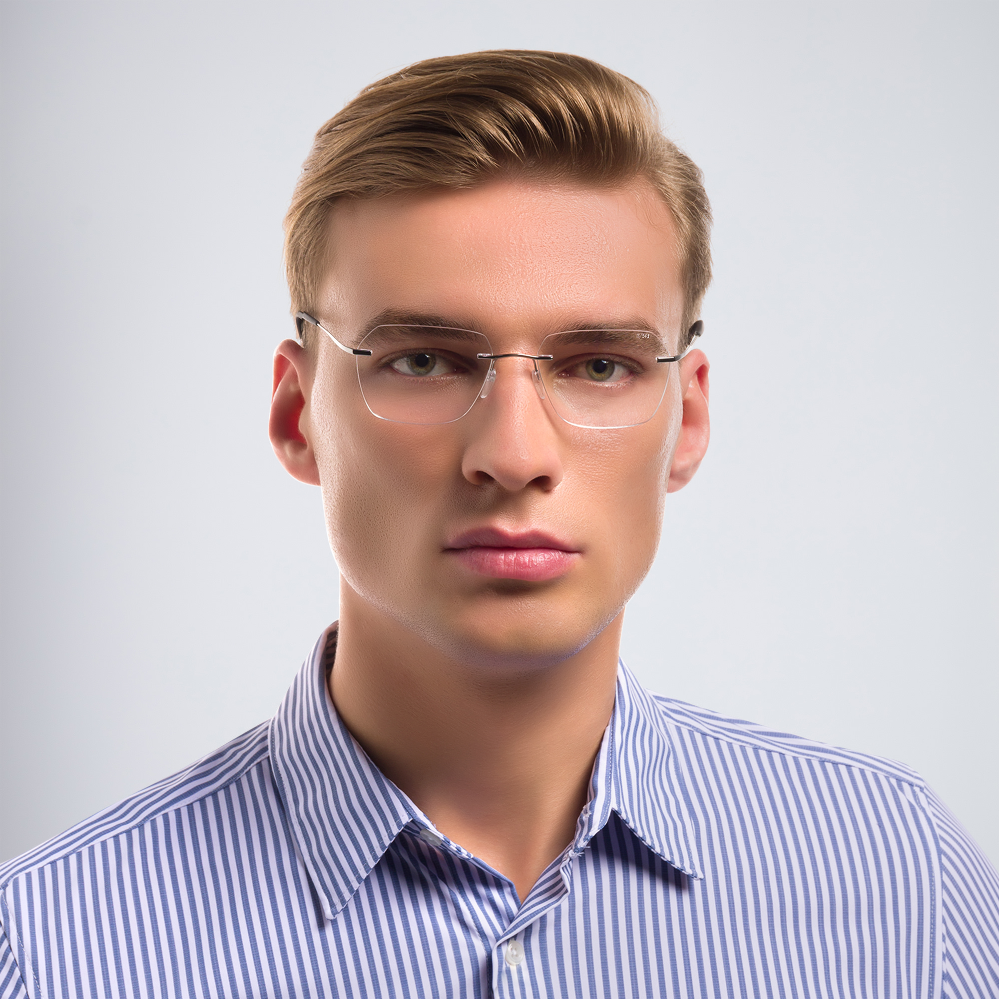 MONTBLANC Rimless Wide Rectangle Eyeglasses in Silver – Product Photo 5