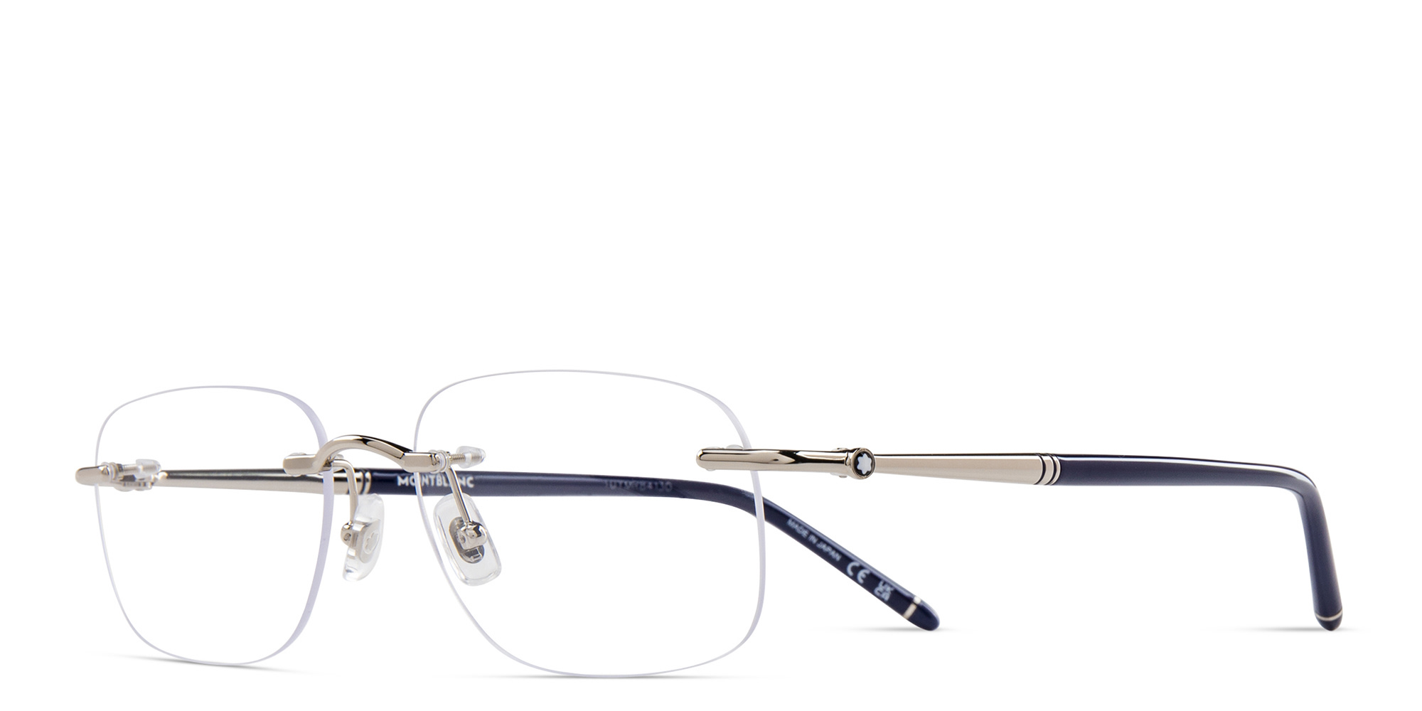 MONTBLANC Rimless Wide Rectangle Eyeglasses in Silver – Product Photo 2
