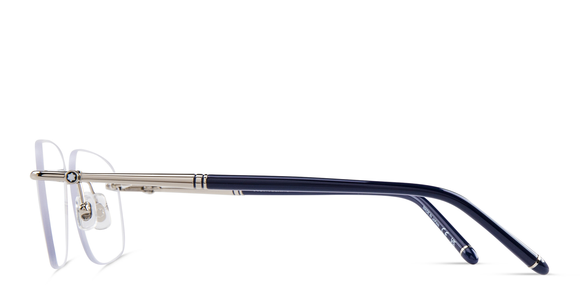 MONTBLANC Rimless Wide Rectangle Eyeglasses in Silver – Product Photo 3