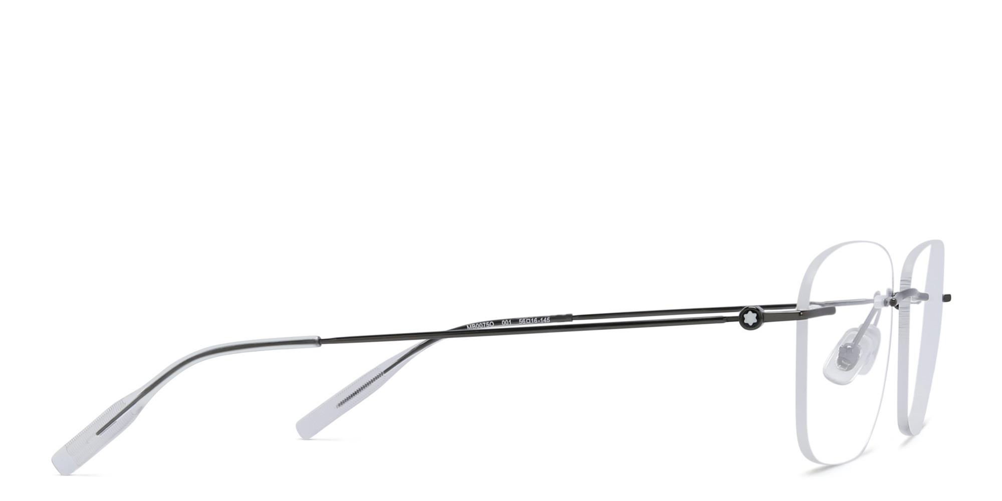 نظارة طبية مستطيلة كبيرة بنصف إطار من مونت بلانك بلون رمادي - صورة المنتج 3