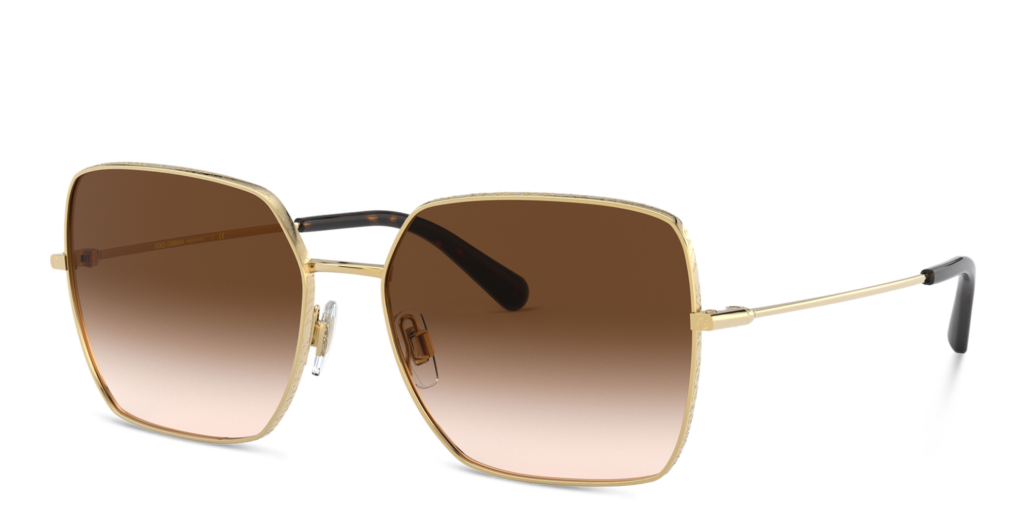 Shop Dolce & Gabbana Square Sunglasses in Gold online.