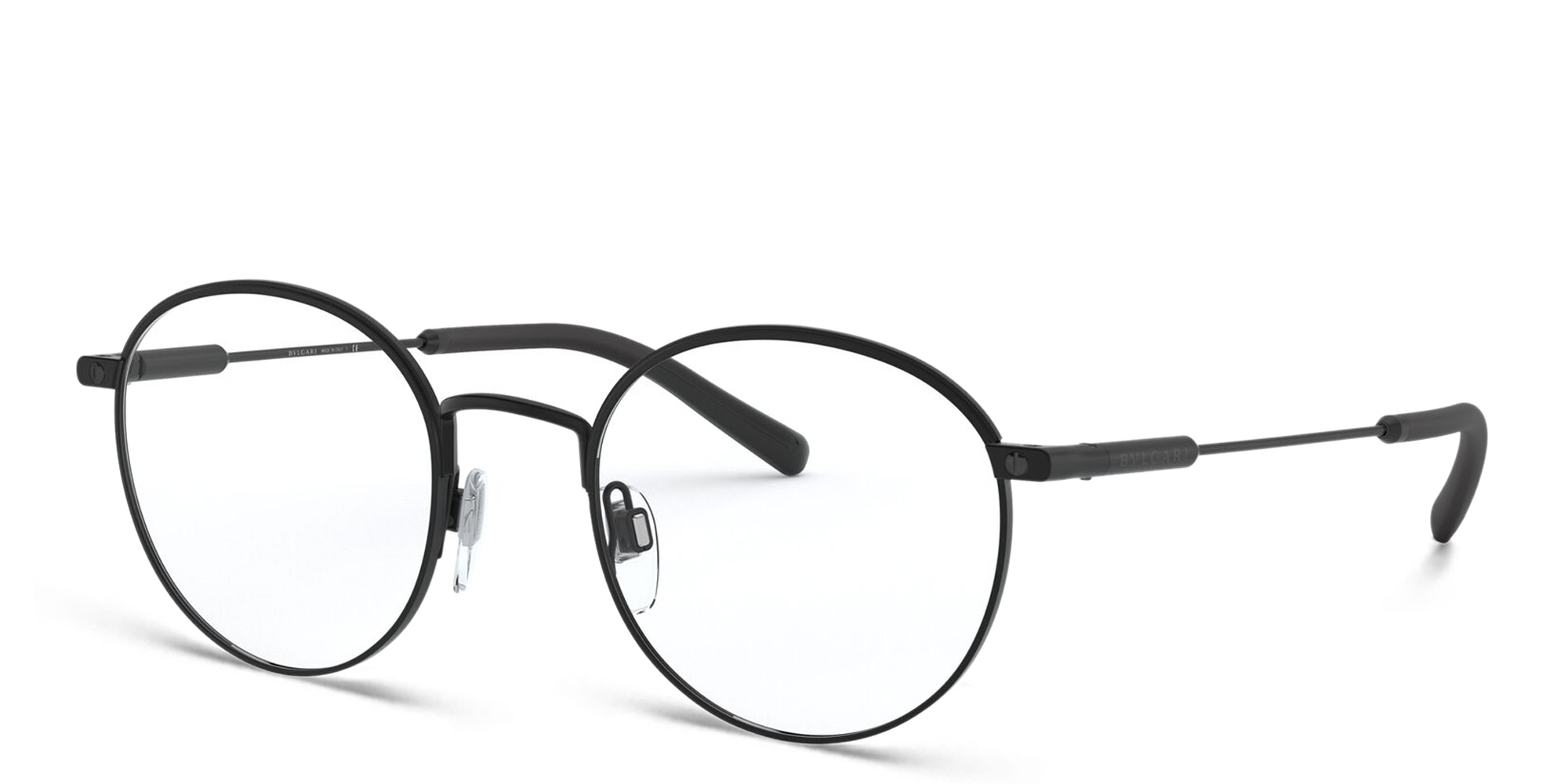 BVLGARI Round Eyeglasses in Matte Black – Product Photo 2