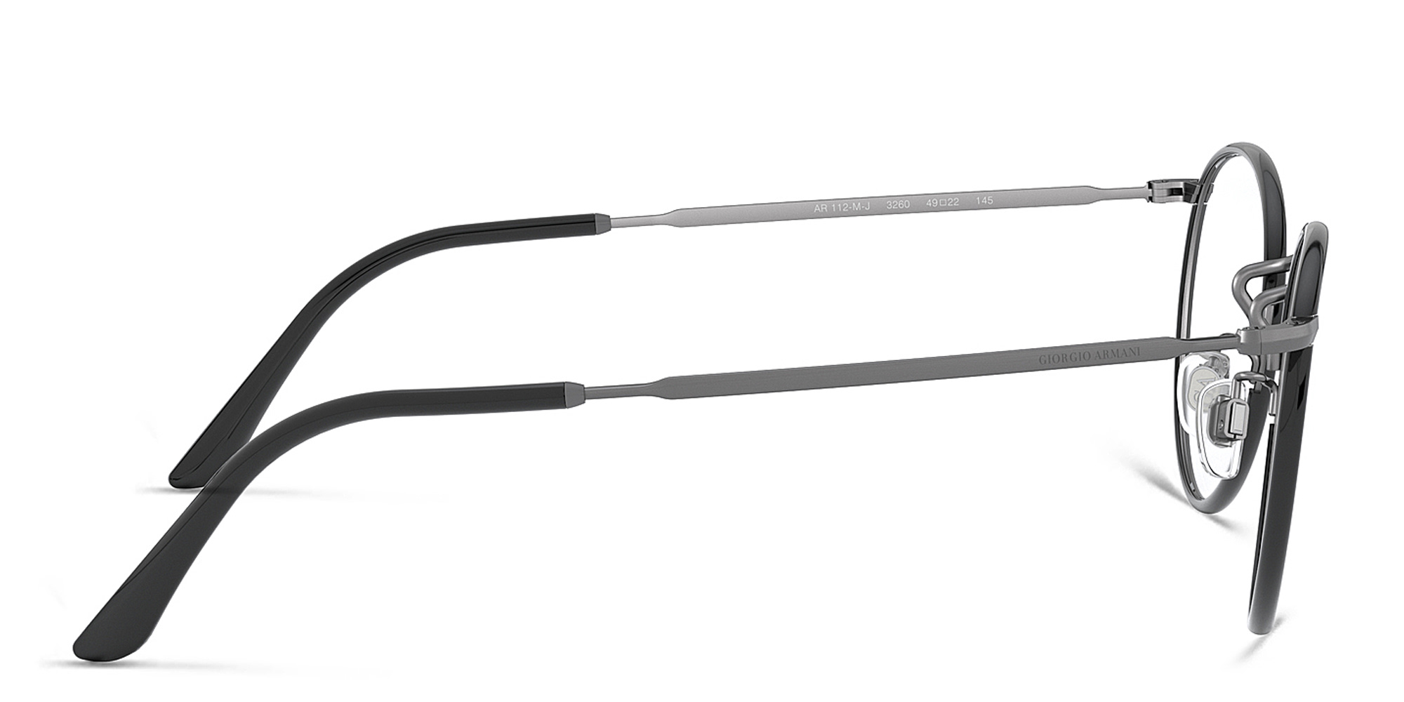 GIORGIO ARMANI Round Eyeglasses in Black – Product Photo 3