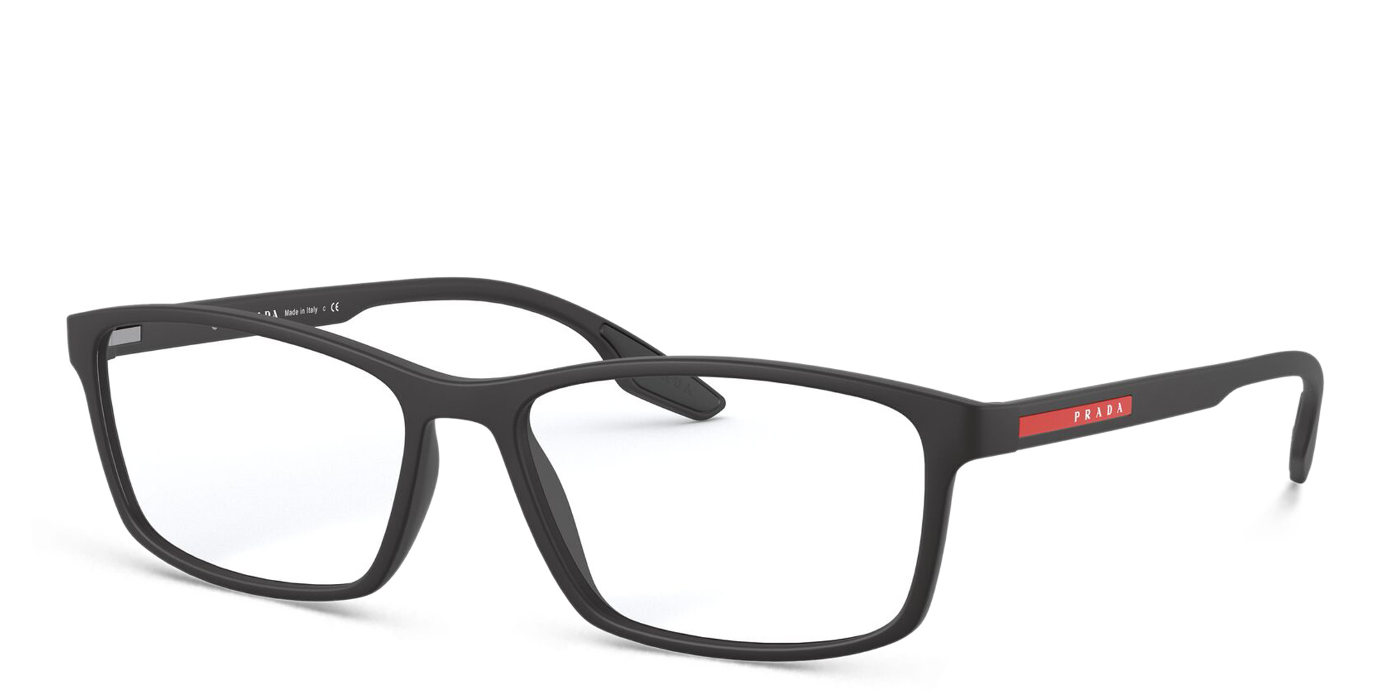 Prada Linea Rossa Rectangle Eyeglasses in Matte Black – Product Photo 2