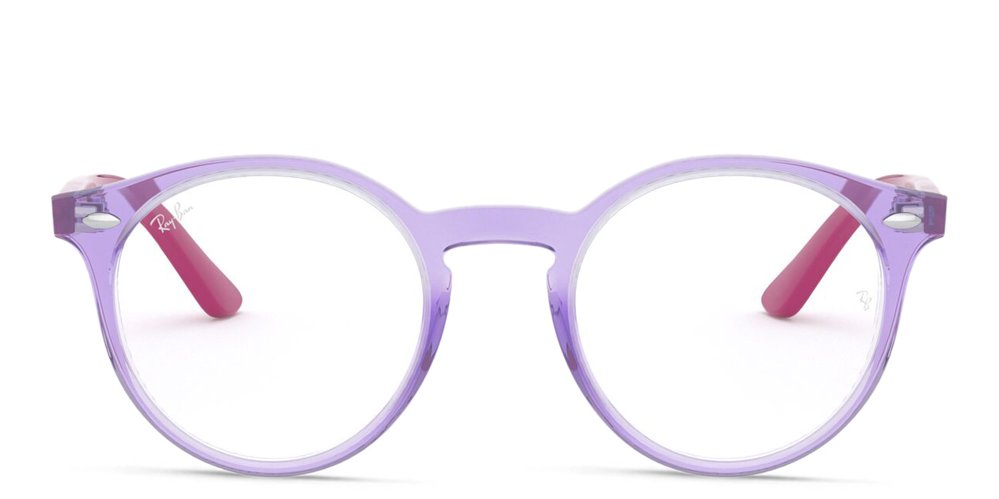 Ray-Ban Junior Kids Round Eyeglasses in Transparent Violet – Product Photo 1